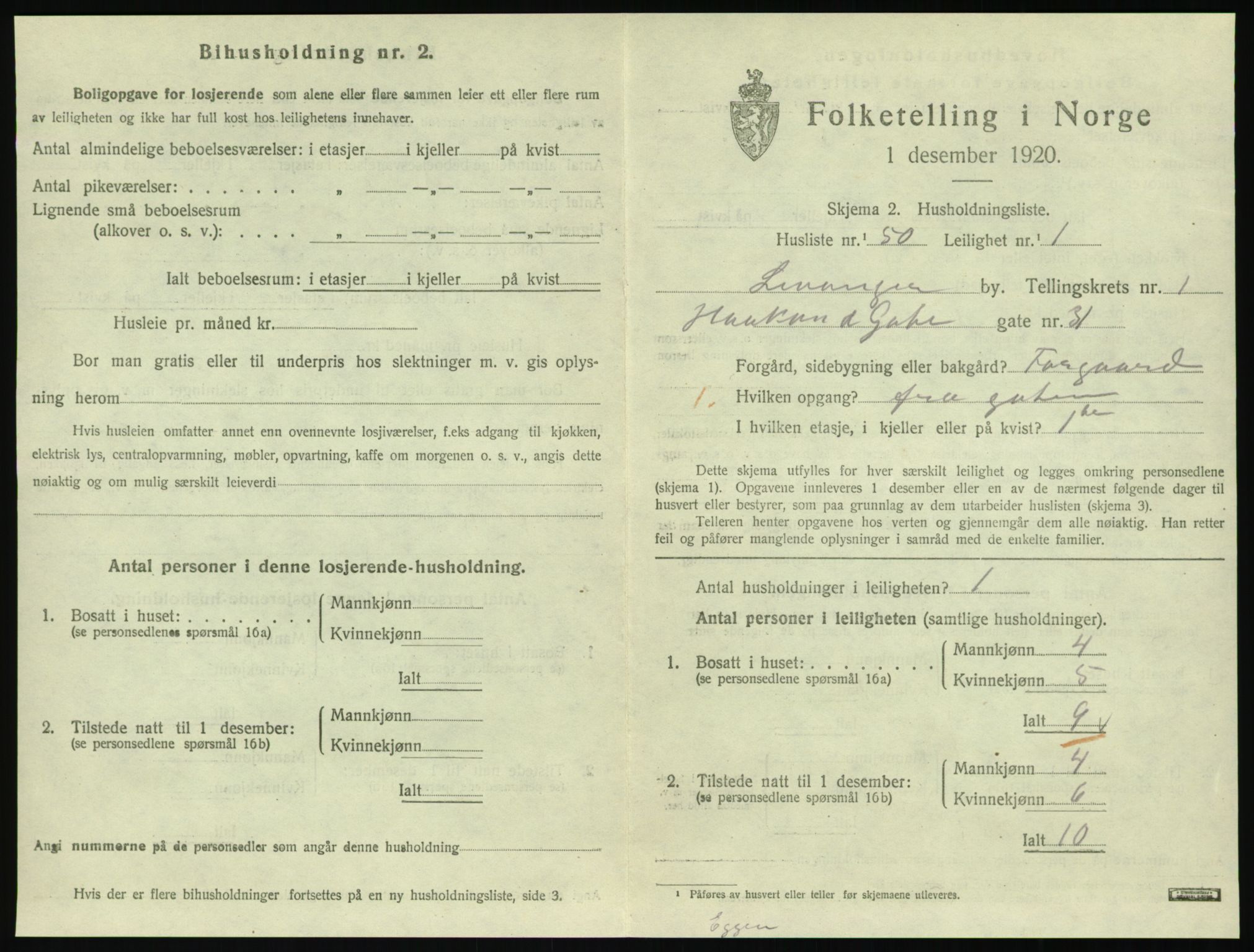 SAT, 1920 census for Levanger town, 1920, p. 666