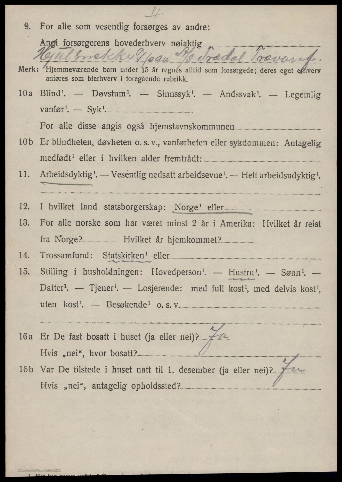 SAT, 1920 census for Borgund, 1920, p. 3863