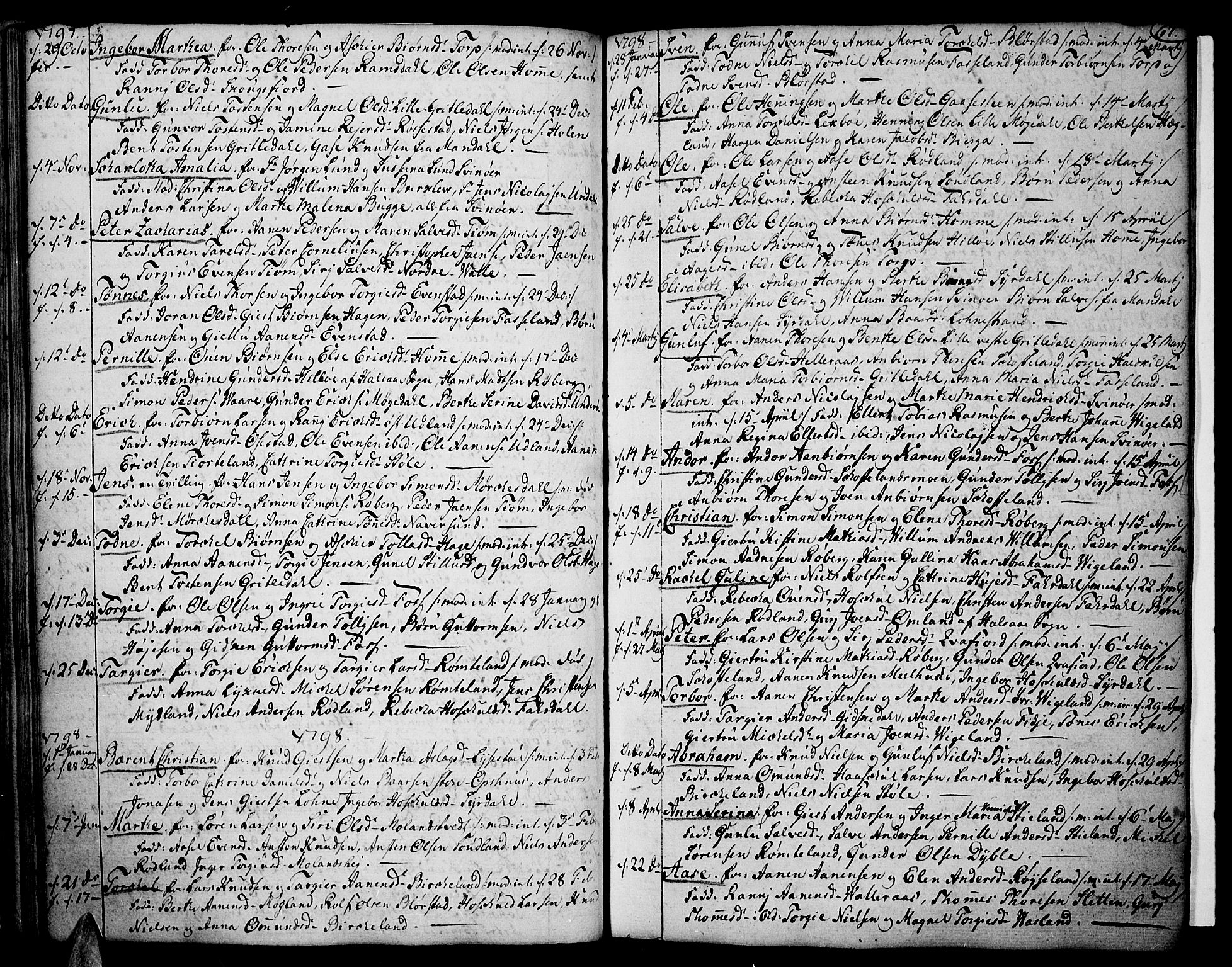 Sør-Audnedal sokneprestkontor, AV/SAK-1111-0039/F/Fa/Fab/L0002: Parish register (official) no. A 2 /1, 1766-1815, p. 67