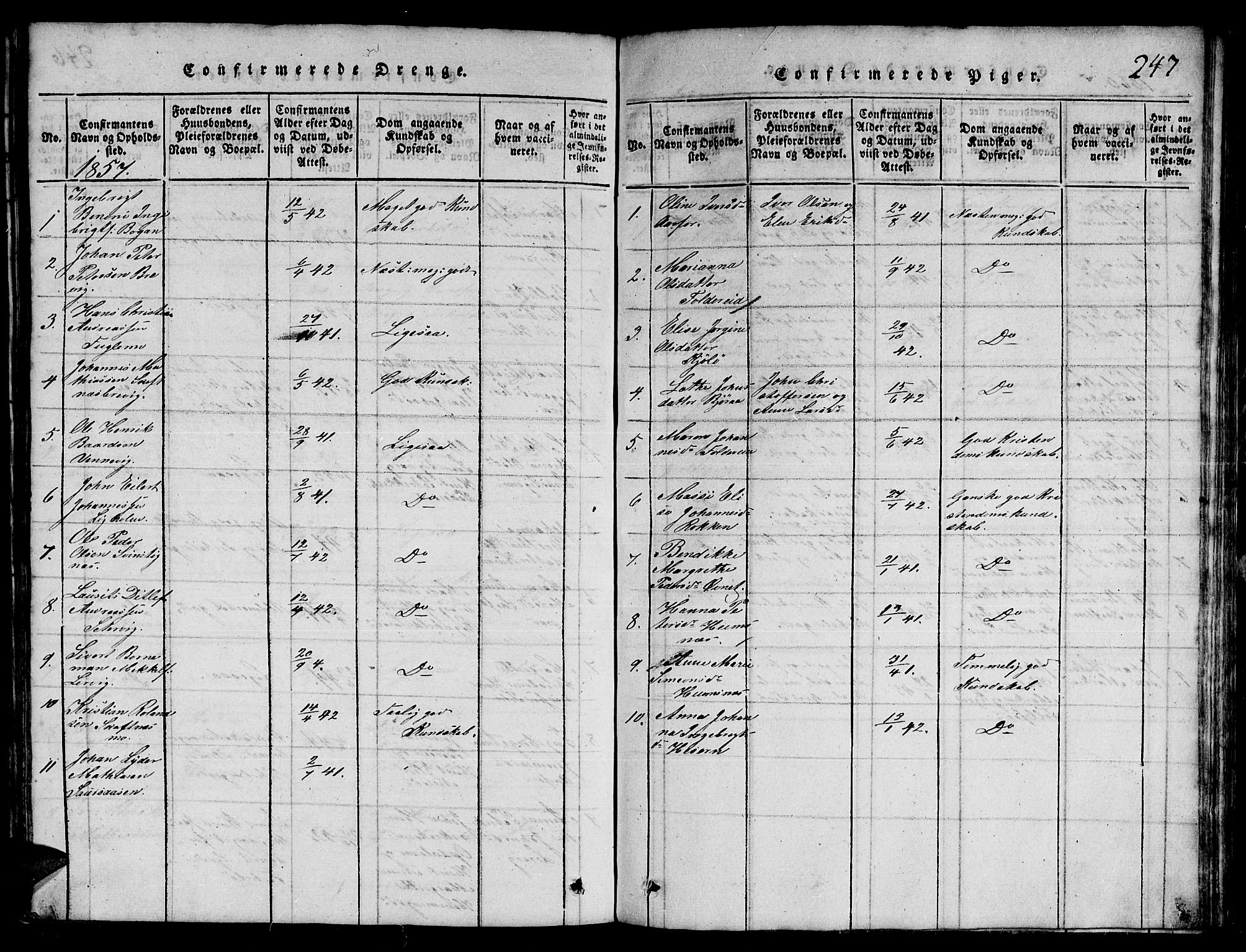 Ministerialprotokoller, klokkerbøker og fødselsregistre - Nord-Trøndelag, SAT/A-1458/780/L0648: Parish register (copy) no. 780C01 /3, 1815-1877, p. 247