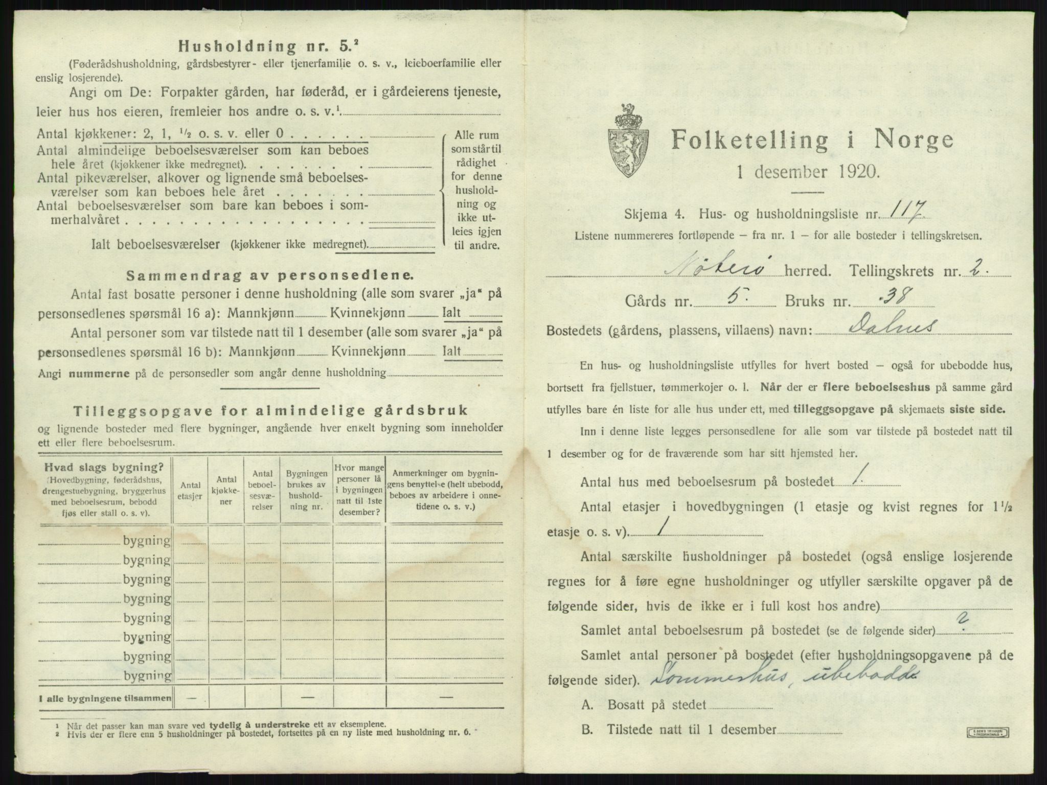 SAKO, 1920 census for Nøtterøy, 1920, p. 487