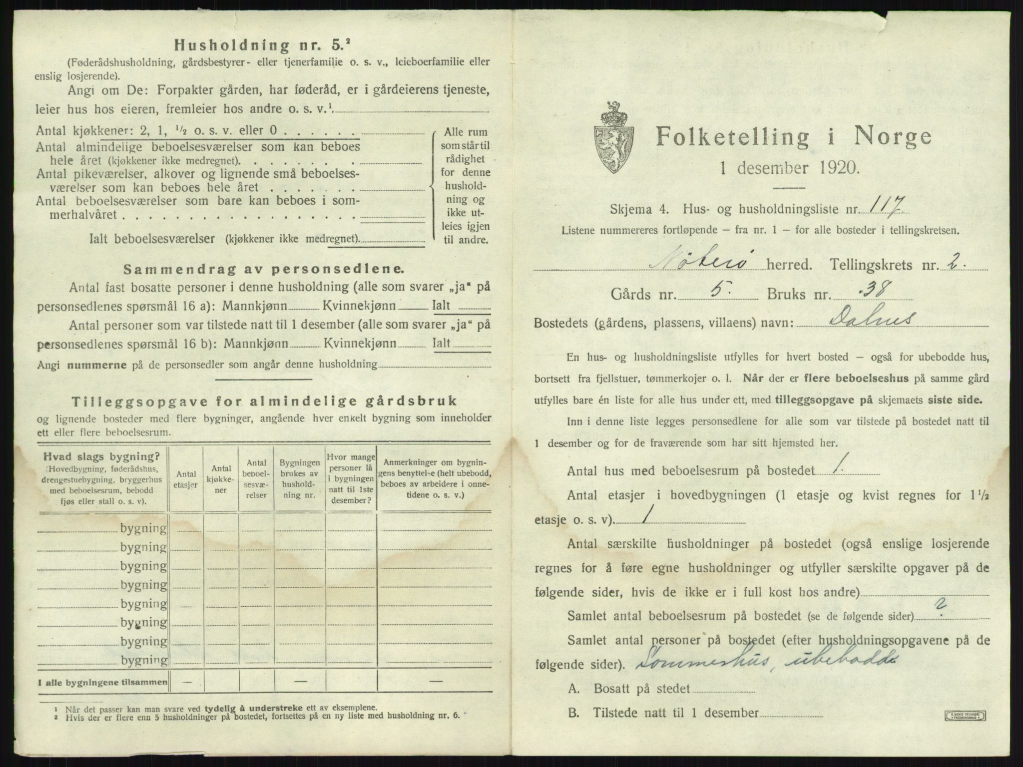 SAKO, 1920 census for Nøtterøy, 1920, p. 487