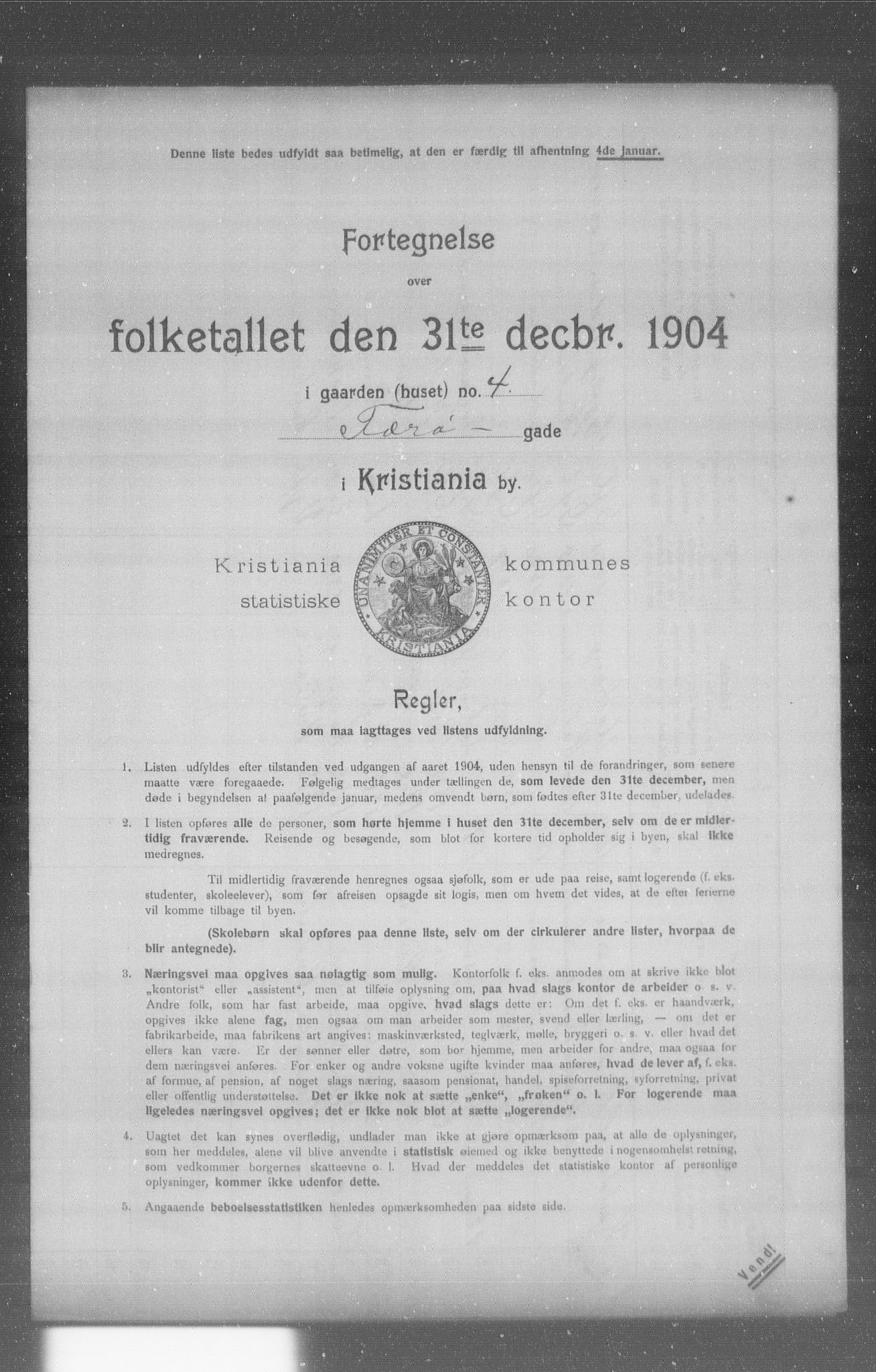 OBA, Municipal Census 1904 for Kristiania, 1904, p. 5737