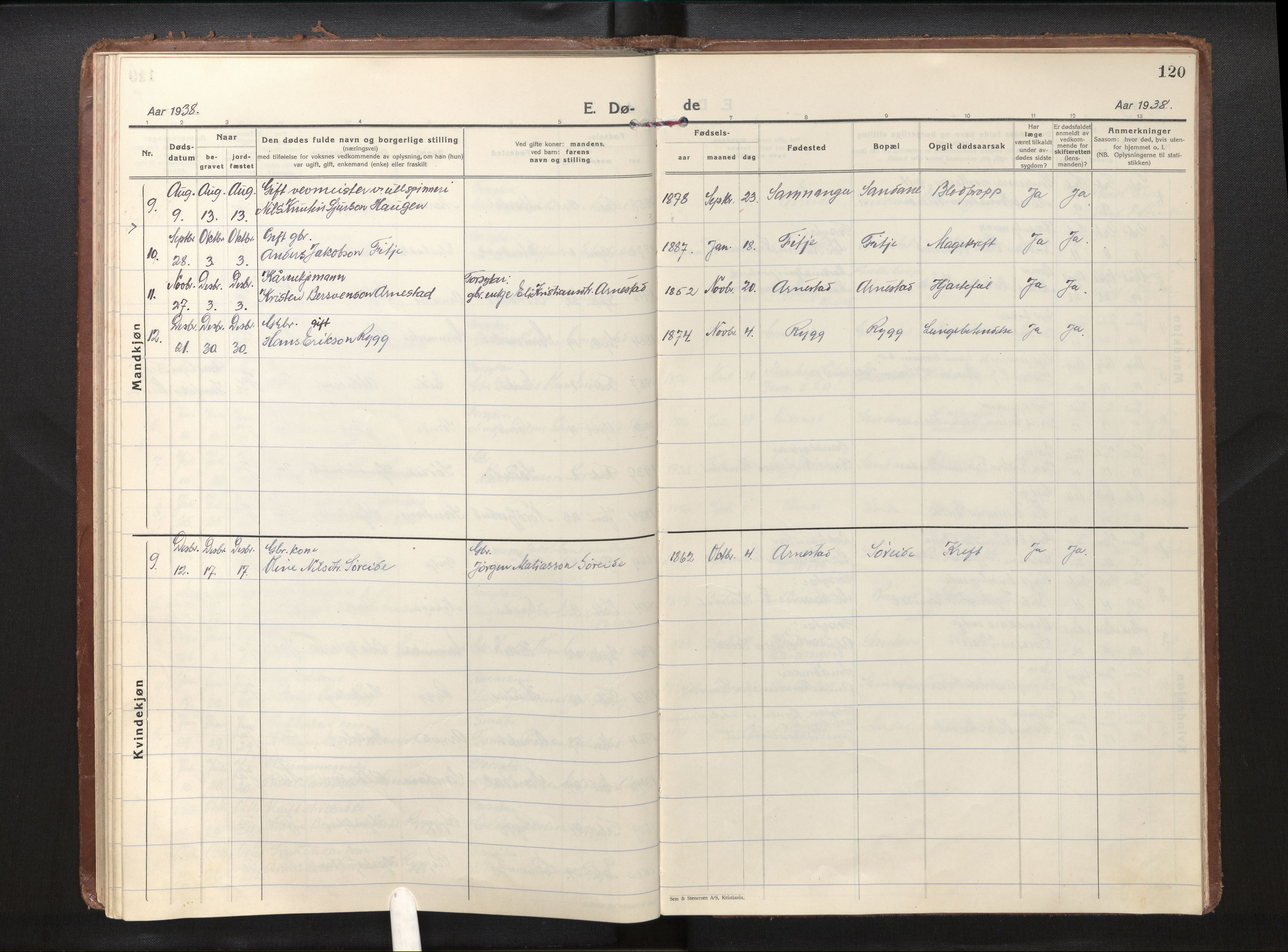 Gloppen sokneprestembete, AV/SAB-A-80101/H/Haa/Haad/L0003: Parish register (official) no. D 3, 1926-1950, p. 119b-120a