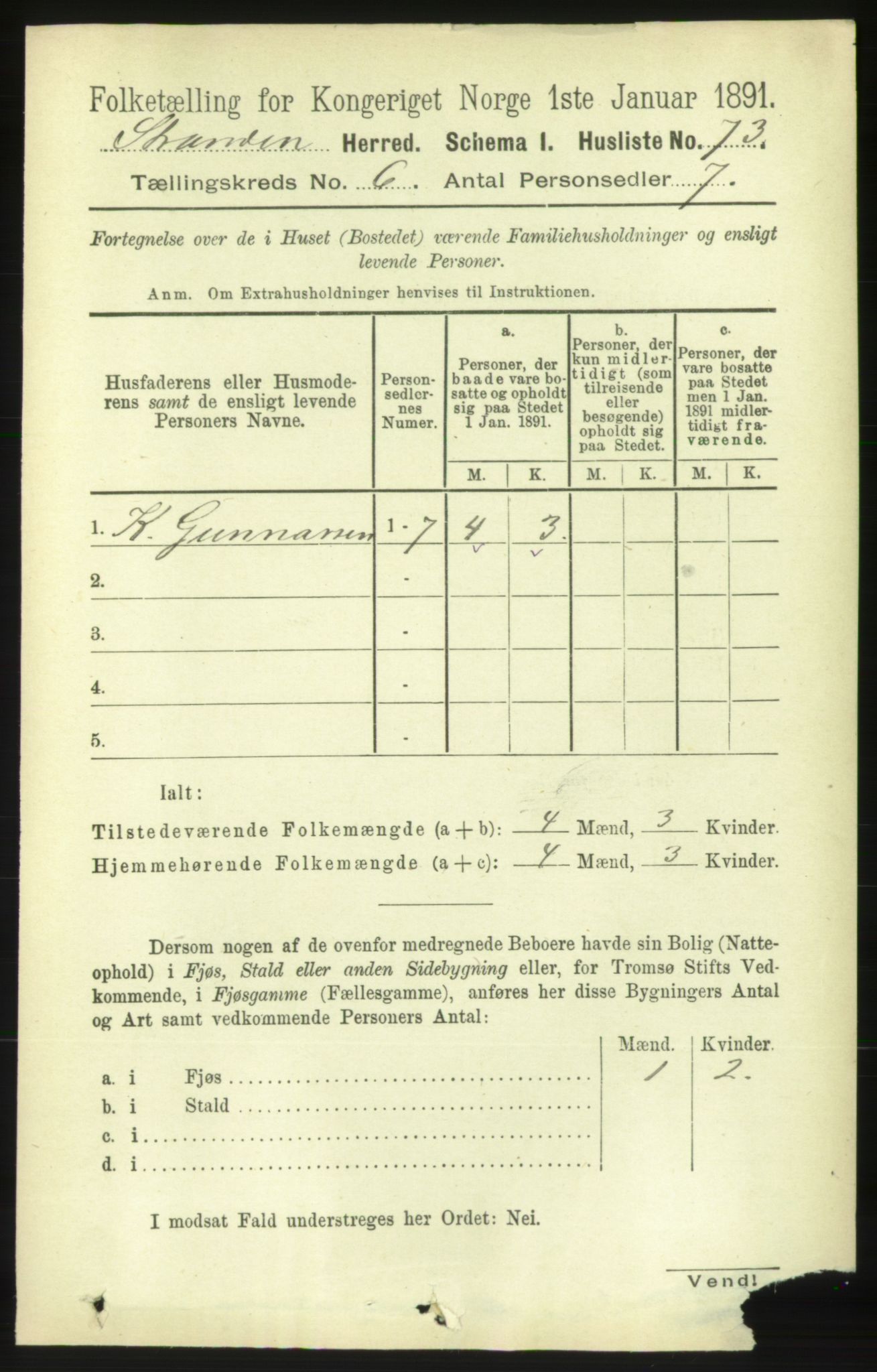 RA, 1891 census for 1525 Stranda, 1891, p. 1214