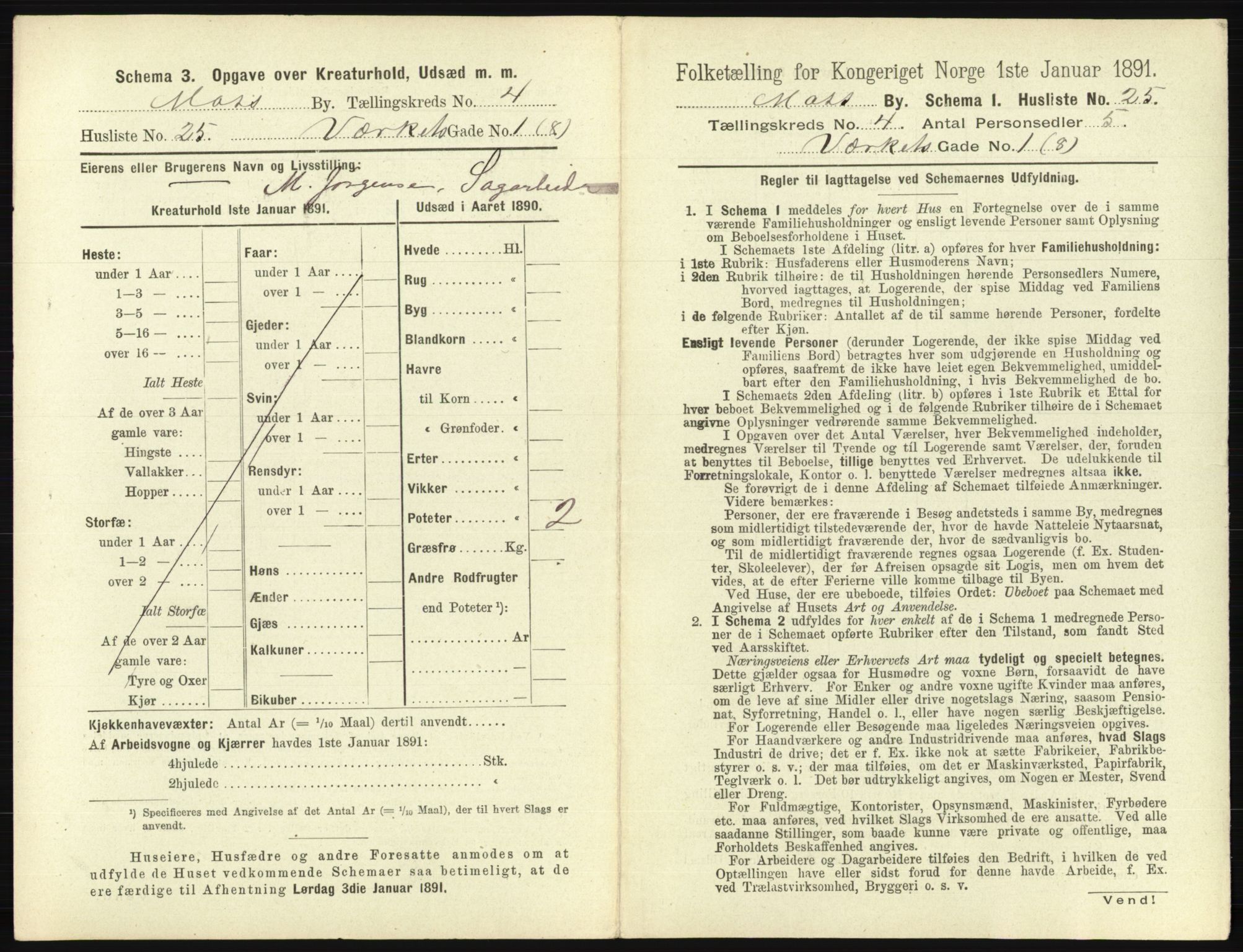 RA, 1891 census for 0104 Moss, 1891, p. 328