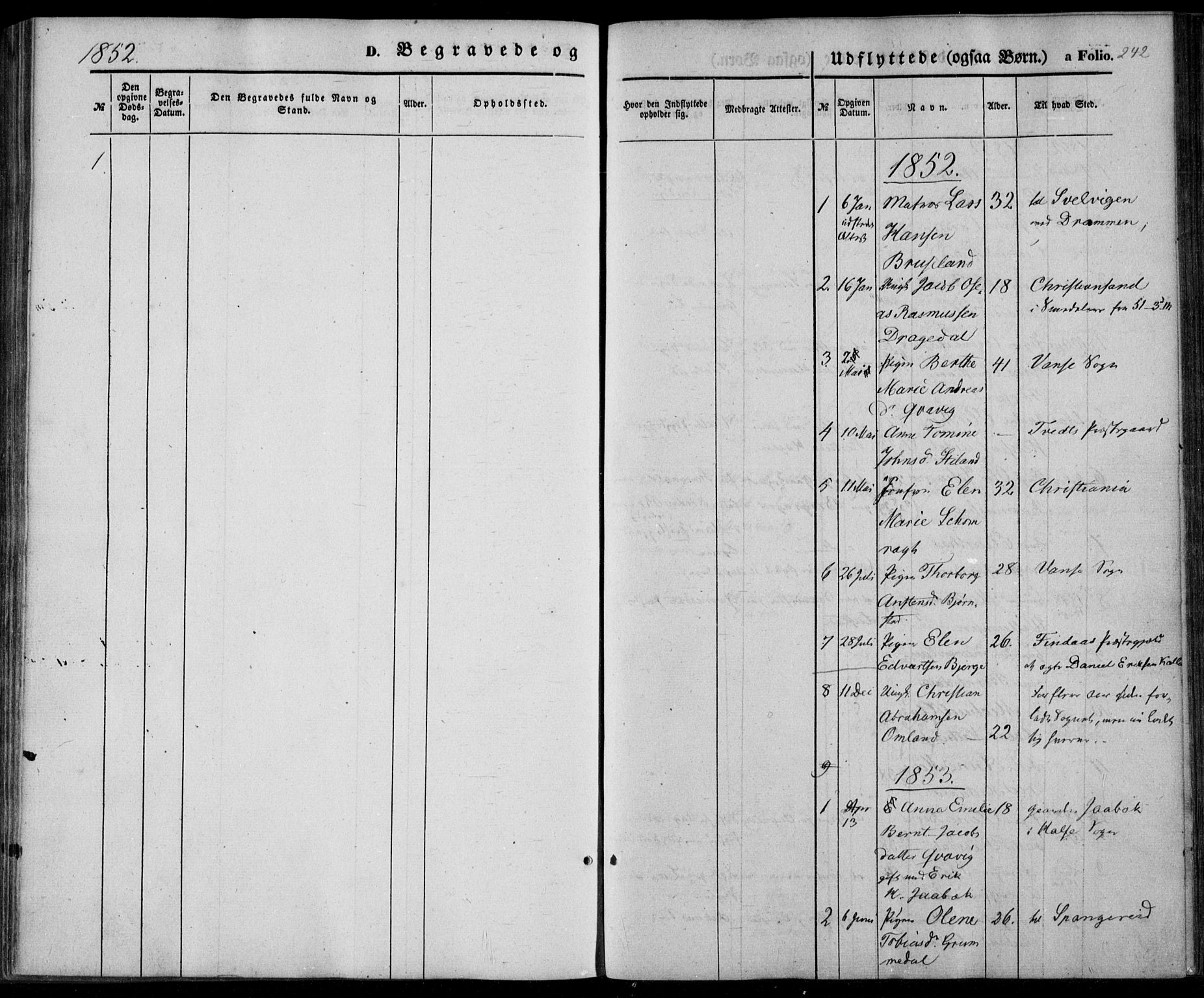 Lyngdal sokneprestkontor, SAK/1111-0029/F/Fa/Fac/L0009: Parish register (official) no. A 9, 1852-1864, p. 242