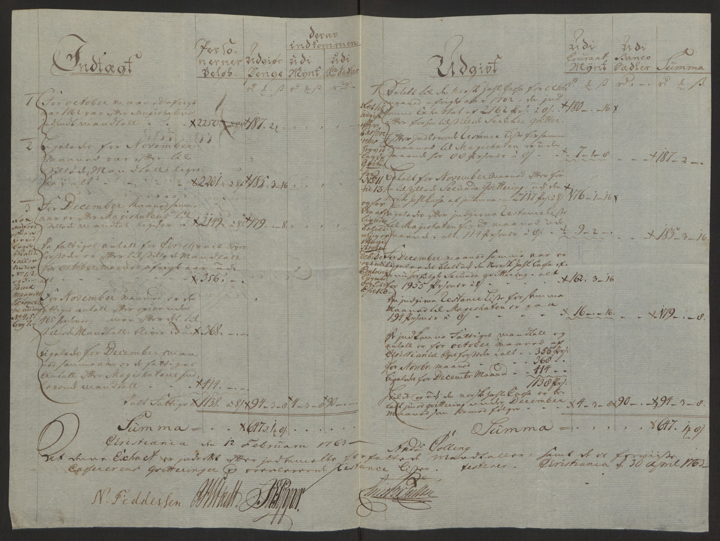 Rentekammeret inntil 1814, Reviderte regnskaper, Byregnskaper, AV/RA-EA-4066/R/Re/L0071/0001: [E13] Kontribusjonsregnskap / Ekstraskatt, 1762, p. 8