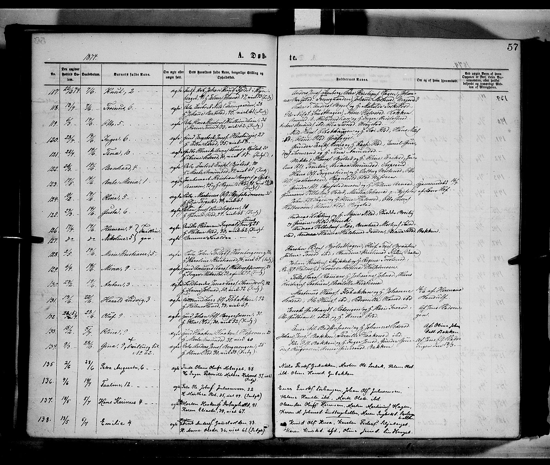 Elverum prestekontor, AV/SAH-PREST-044/H/Ha/Haa/L0011: Parish register (official) no. 11, 1869-1879, p. 57