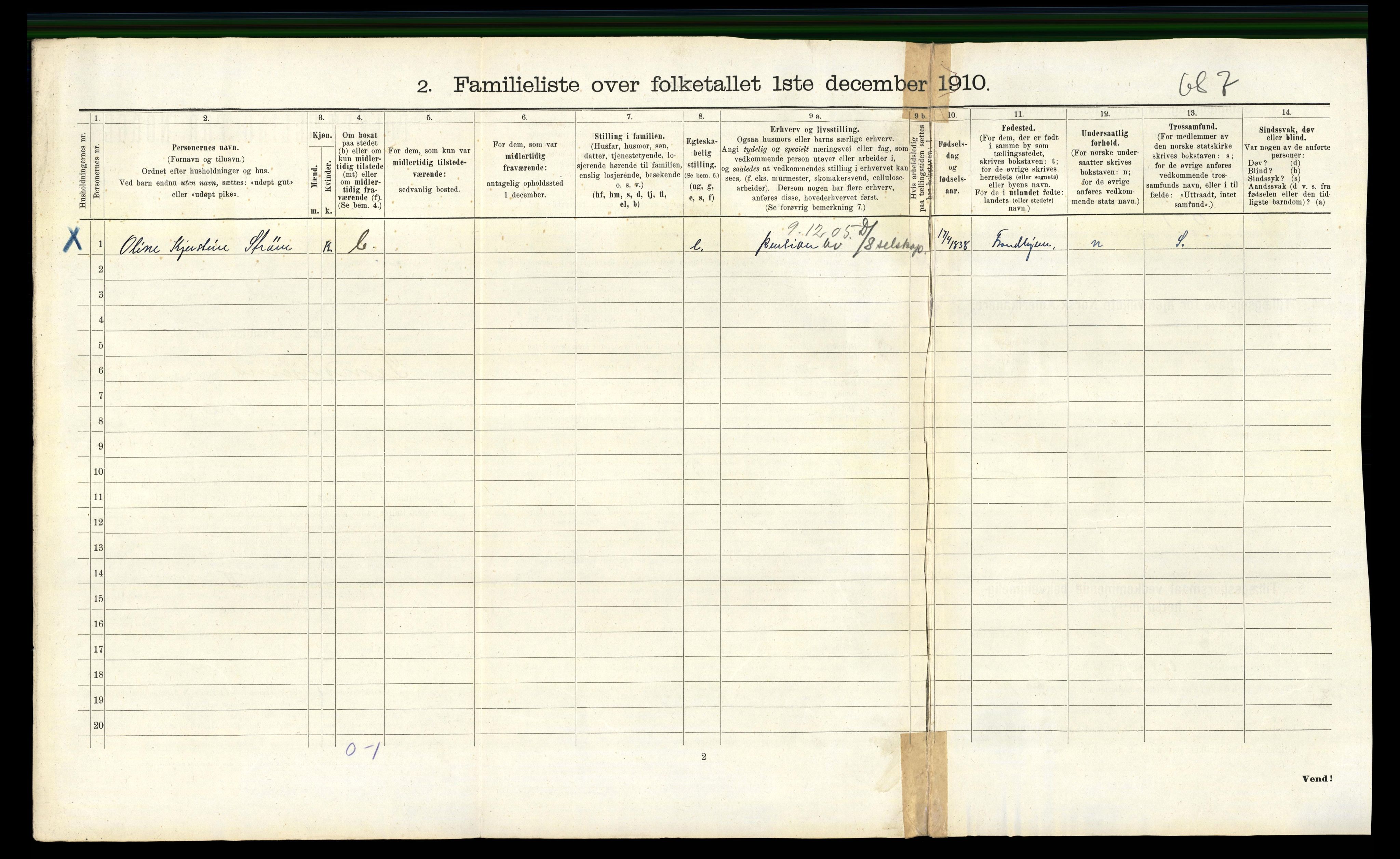 RA, 1910 census for Trondheim, 1910, p. 25446