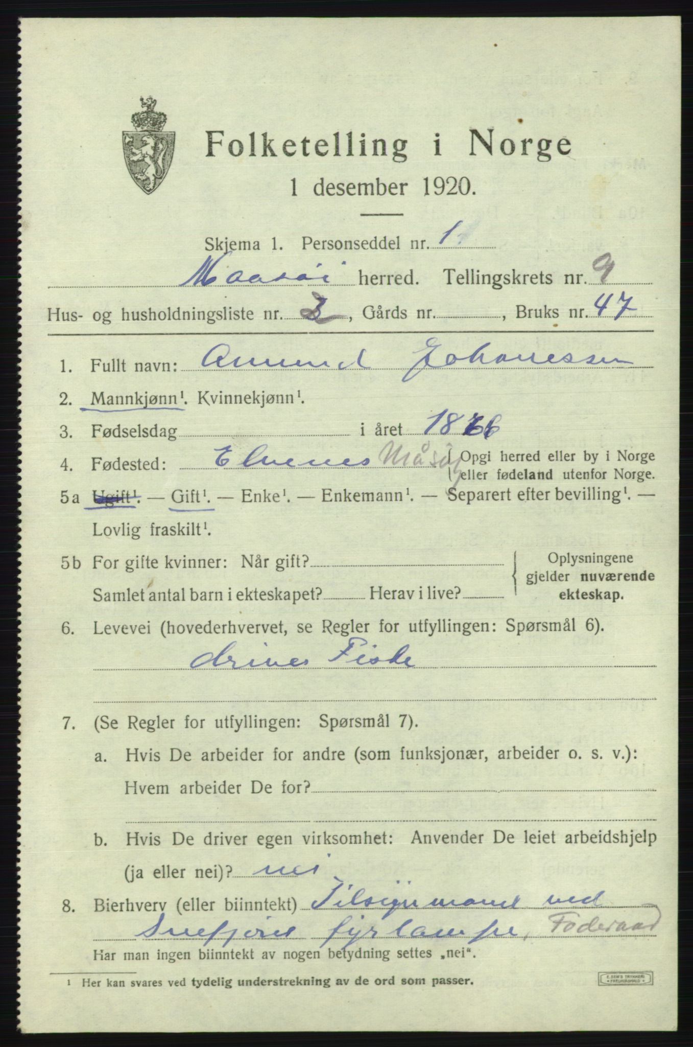 SATØ, 1920 census for Måsøy, 1920, p. 4440
