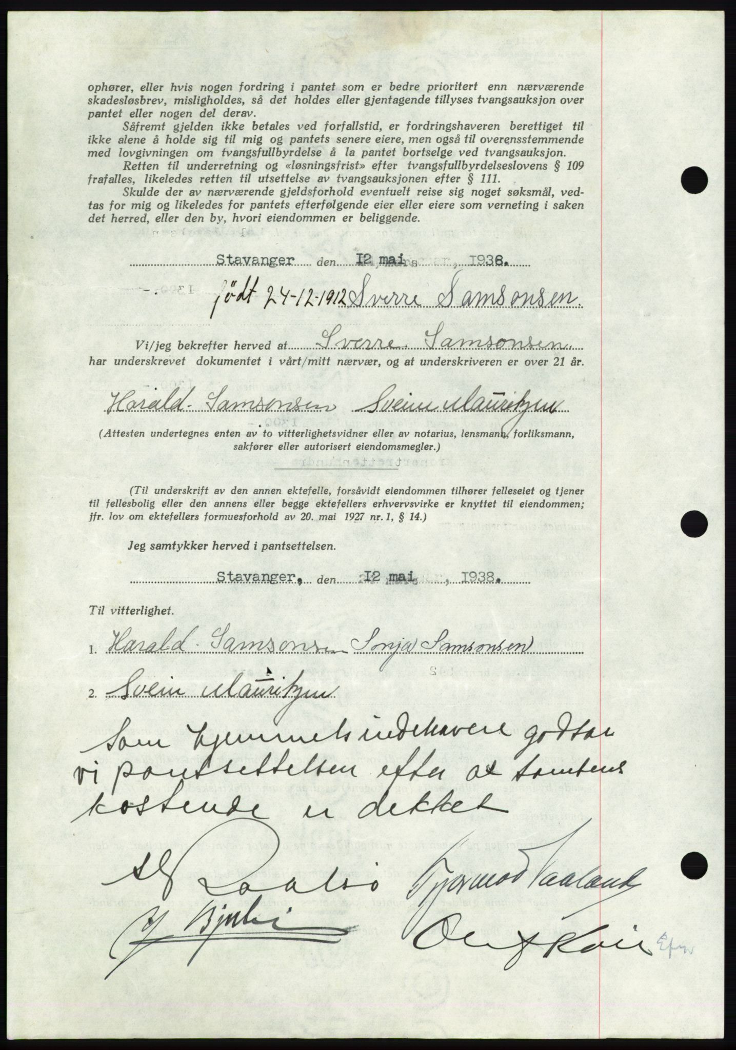 Jæren sorenskriveri, SAST/A-100310/03/G/Gba/L0071: Mortgage book, 1938-1938, Diary no: : 1756/1938