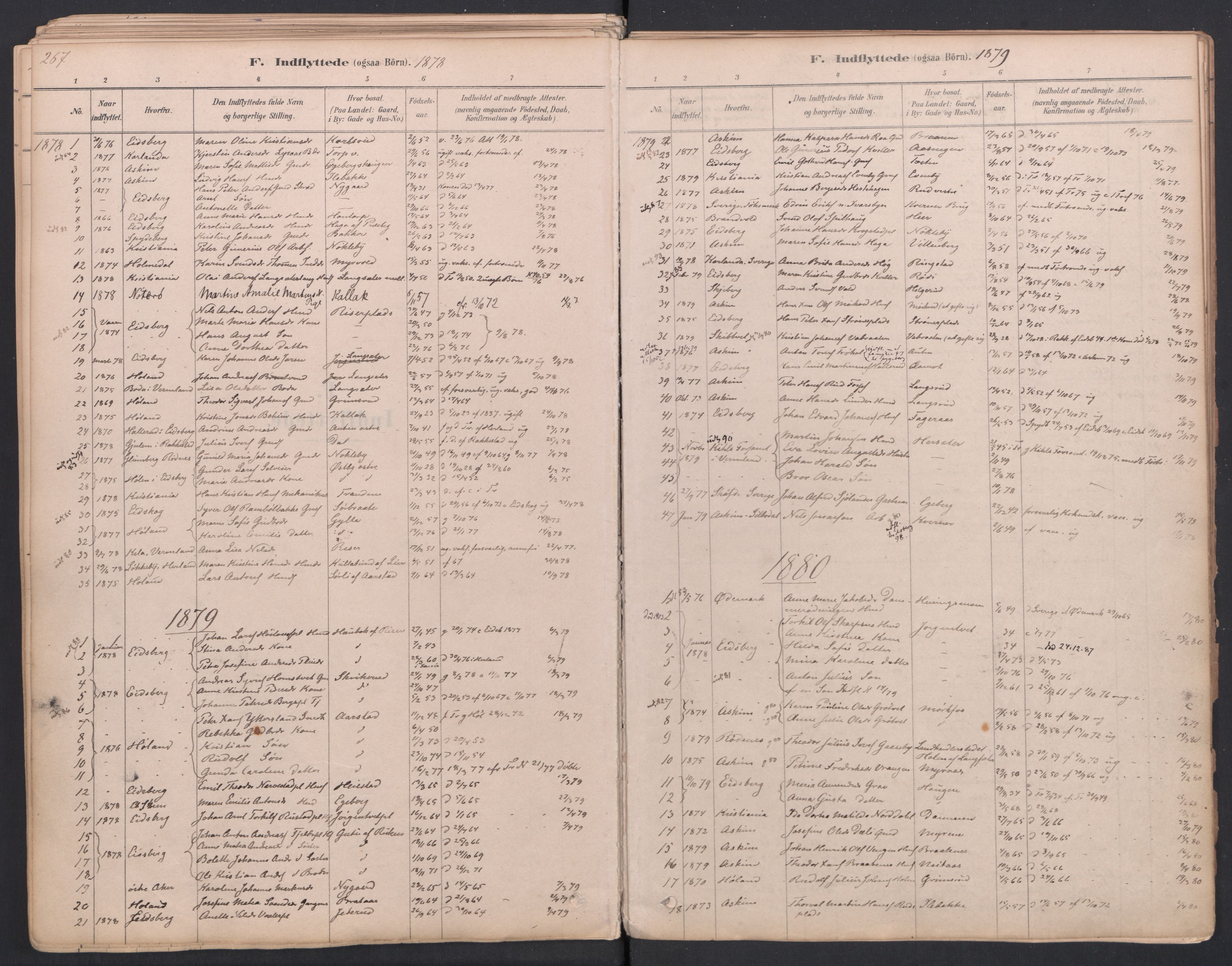 Trøgstad prestekontor Kirkebøker, SAO/A-10925/F/Fa/L0010: Parish register (official) no. I 10, 1878-1898, p. 267