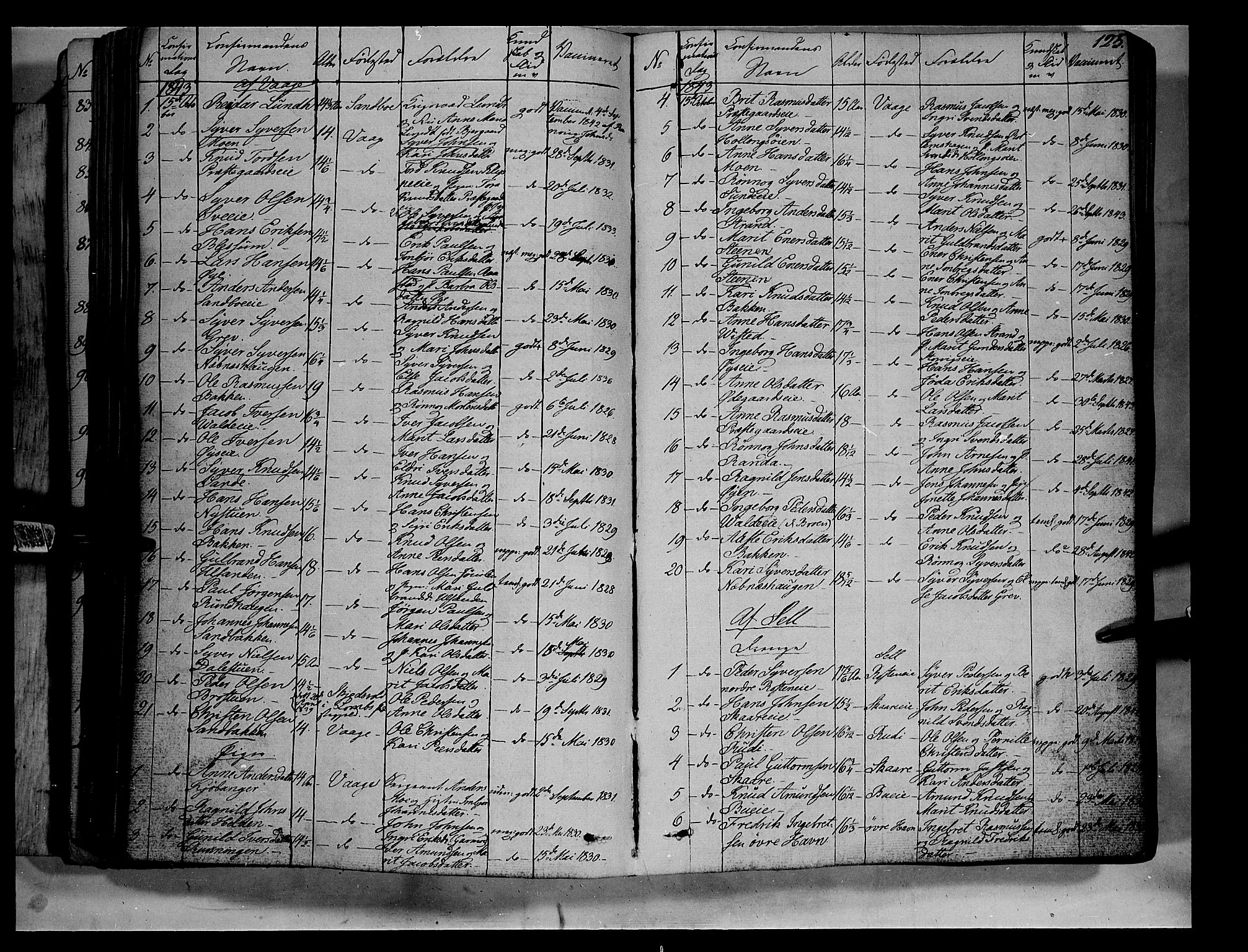 Vågå prestekontor, SAH/PREST-076/H/Ha/Haa/L0005: Parish register (official) no. 5 /1, 1842-1856, p. 125