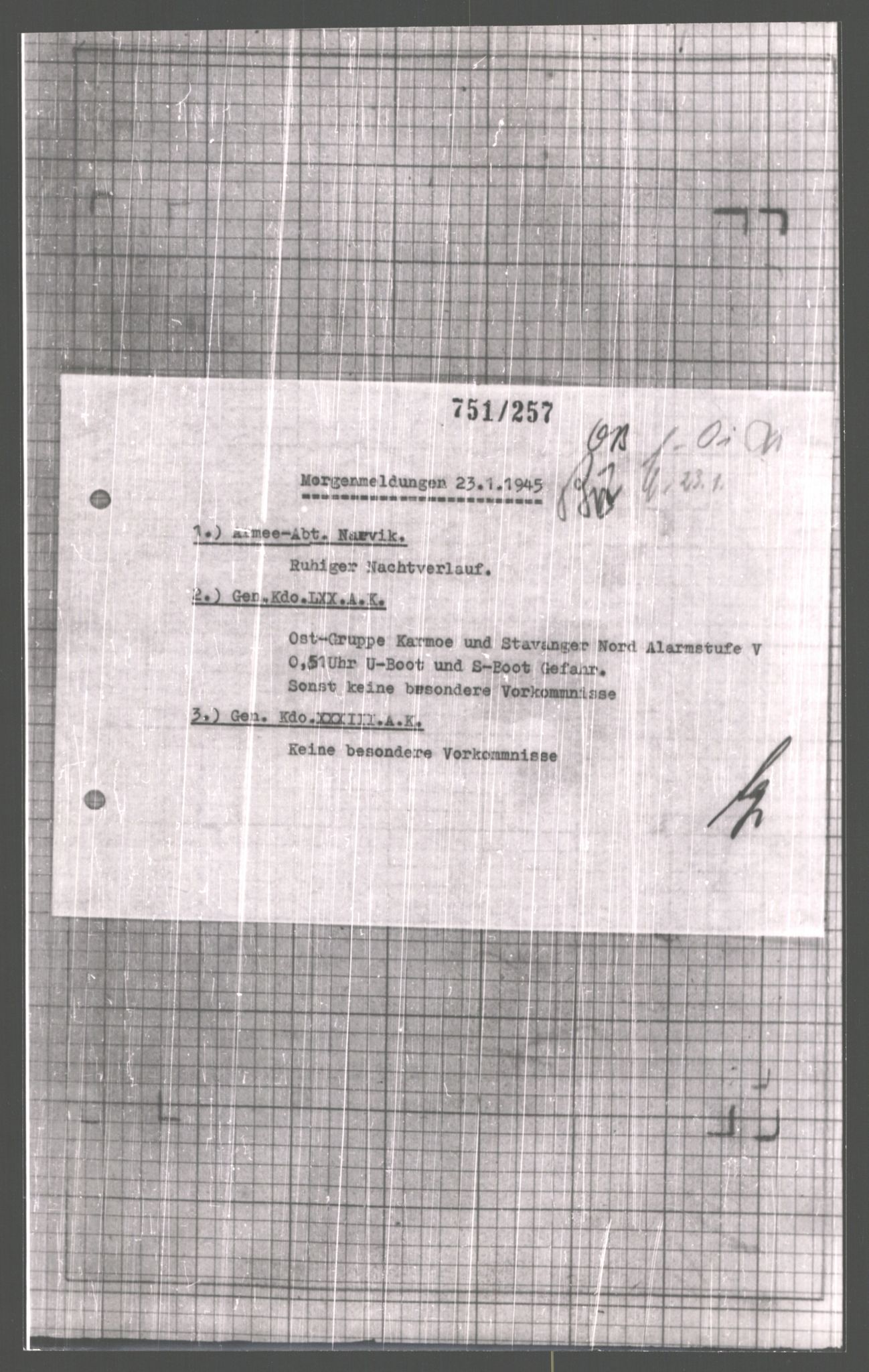 Forsvarets Overkommando. 2 kontor. Arkiv 11.4. Spredte tyske arkivsaker, AV/RA-RAFA-7031/D/Dar/Dara/L0006: Krigsdagbøker for 20. Gebirgs-Armee-Oberkommando (AOK 20), 1945, p. 739