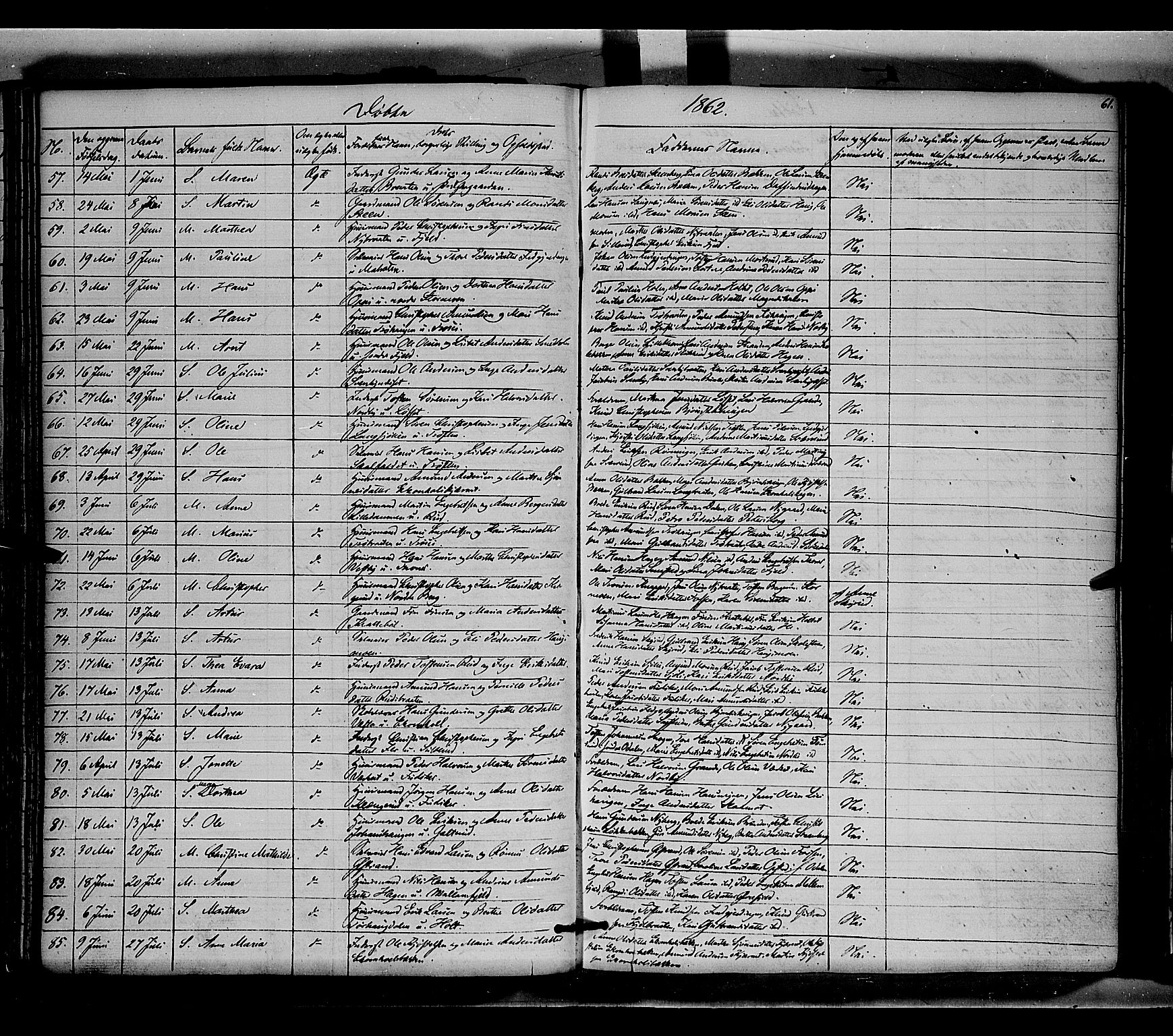 Nord-Odal prestekontor, AV/SAH-PREST-032/H/Ha/Haa/L0003: Parish register (official) no. 3, 1851-1865, p. 61