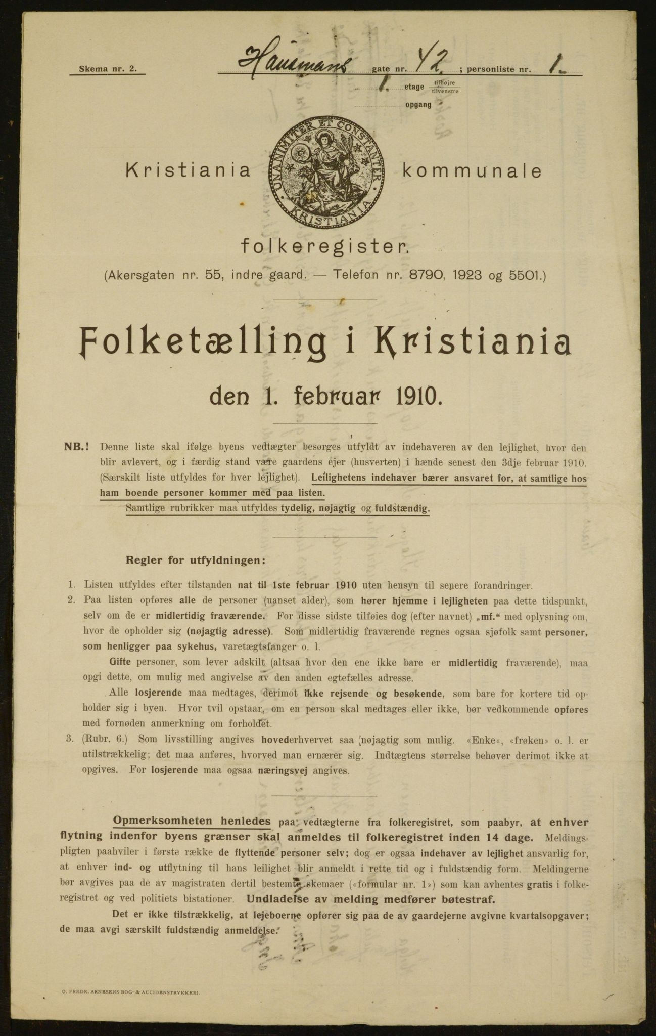 OBA, Municipal Census 1910 for Kristiania, 1910, p. 33686