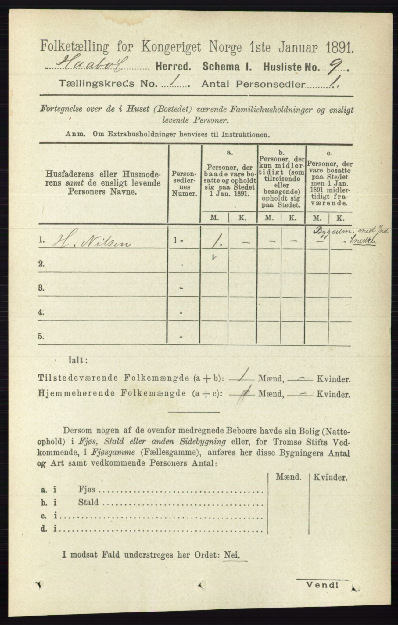 RA, 1891 census for 0138 Hobøl, 1891, p. 26