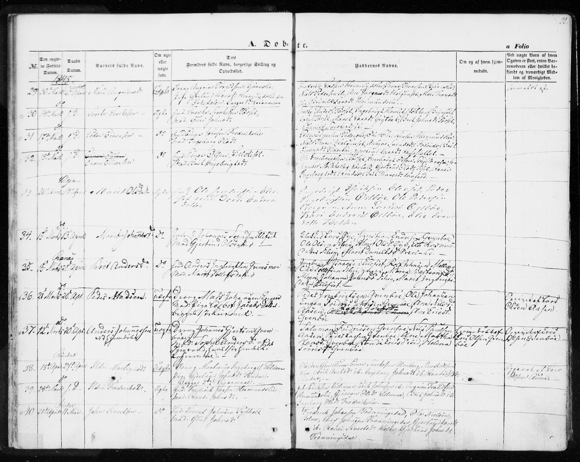 Ministerialprotokoller, klokkerbøker og fødselsregistre - Møre og Romsdal, AV/SAT-A-1454/595/L1043: Parish register (official) no. 595A05, 1843-1851, p. 22