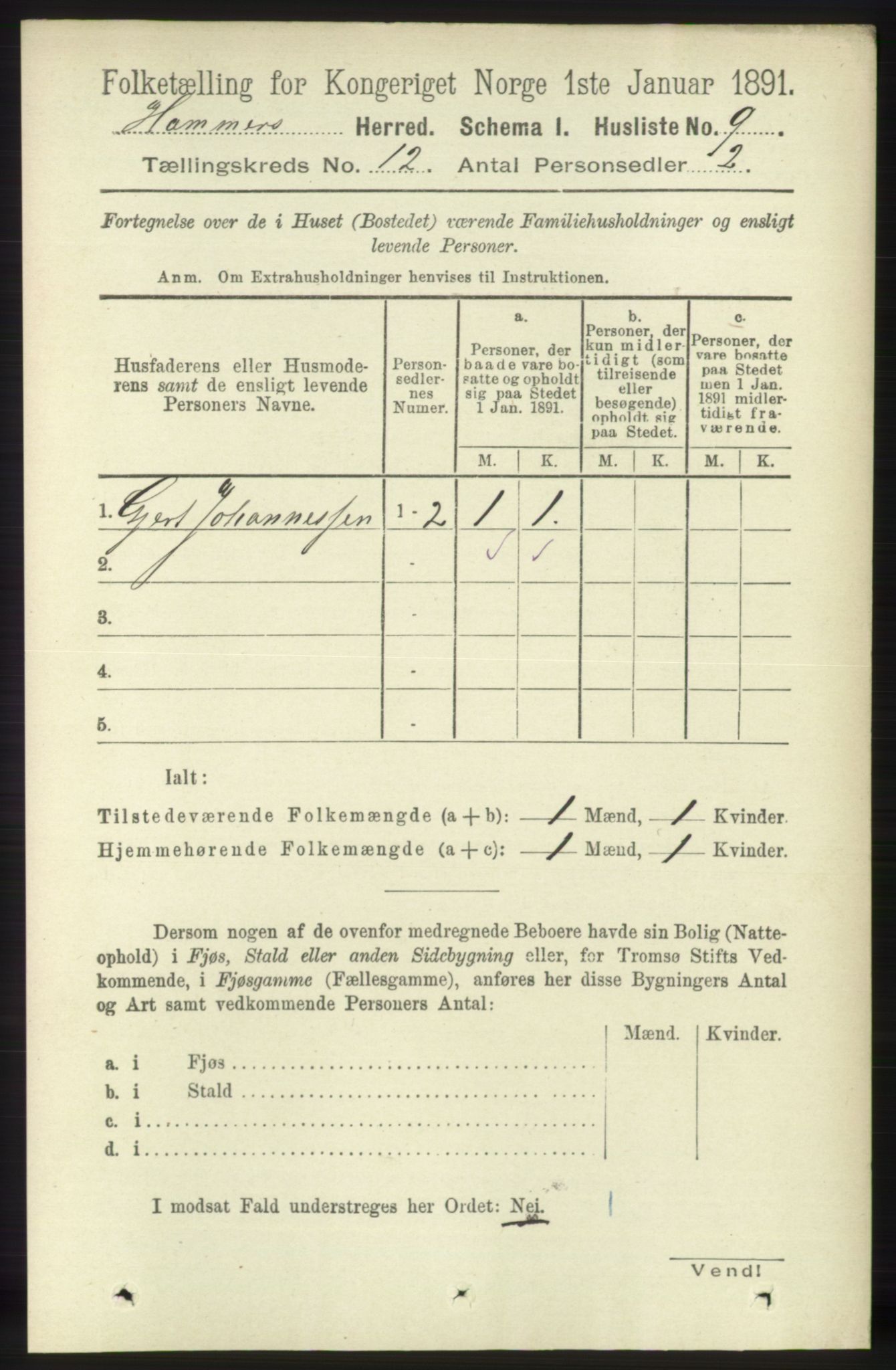 RA, 1891 census for 1254 Hamre, 1891, p. 3417