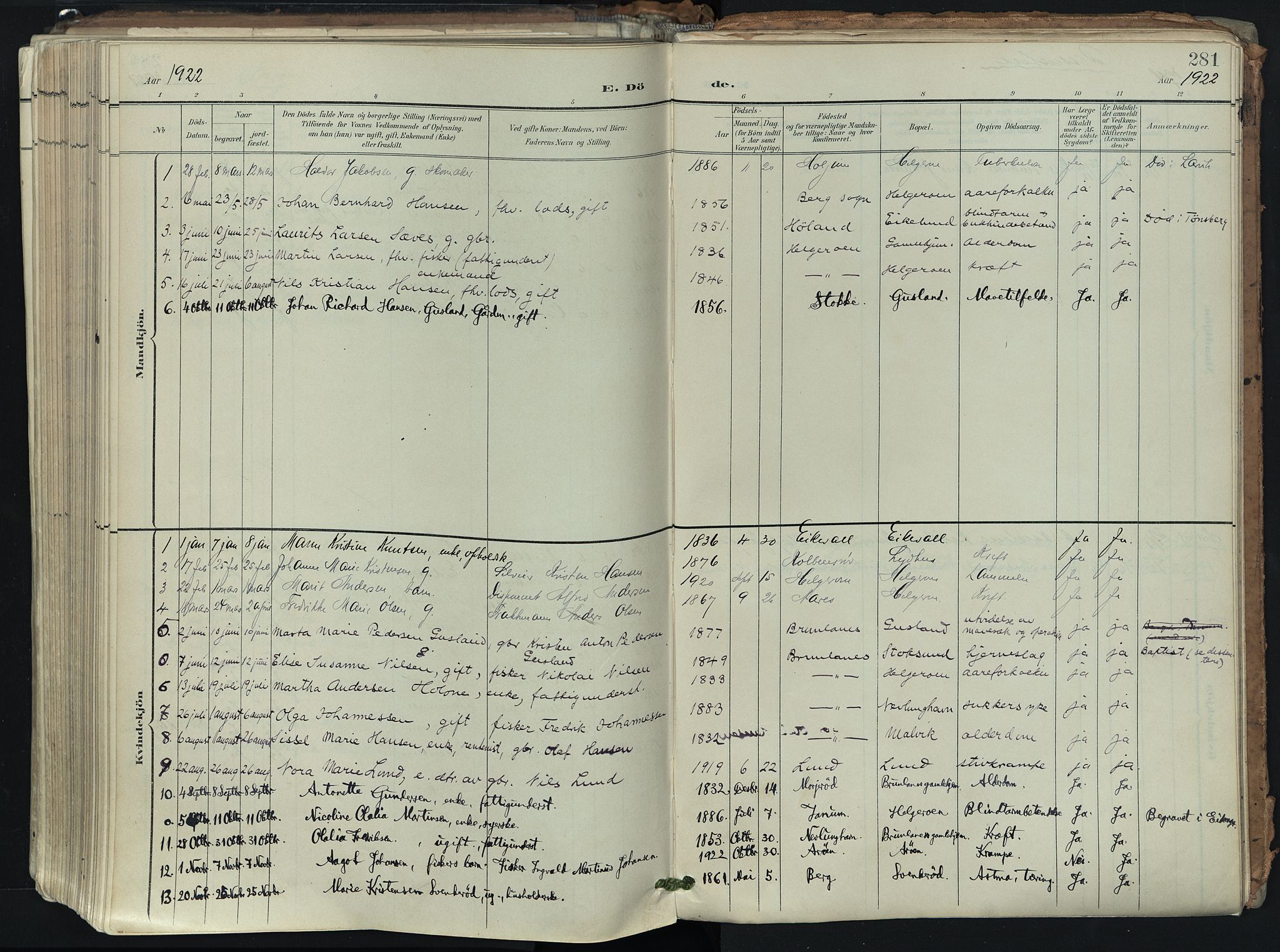 Brunlanes kirkebøker, SAKO/A-342/F/Fb/L0003: Parish register (official) no. II 3, 1900-1922, p. 281