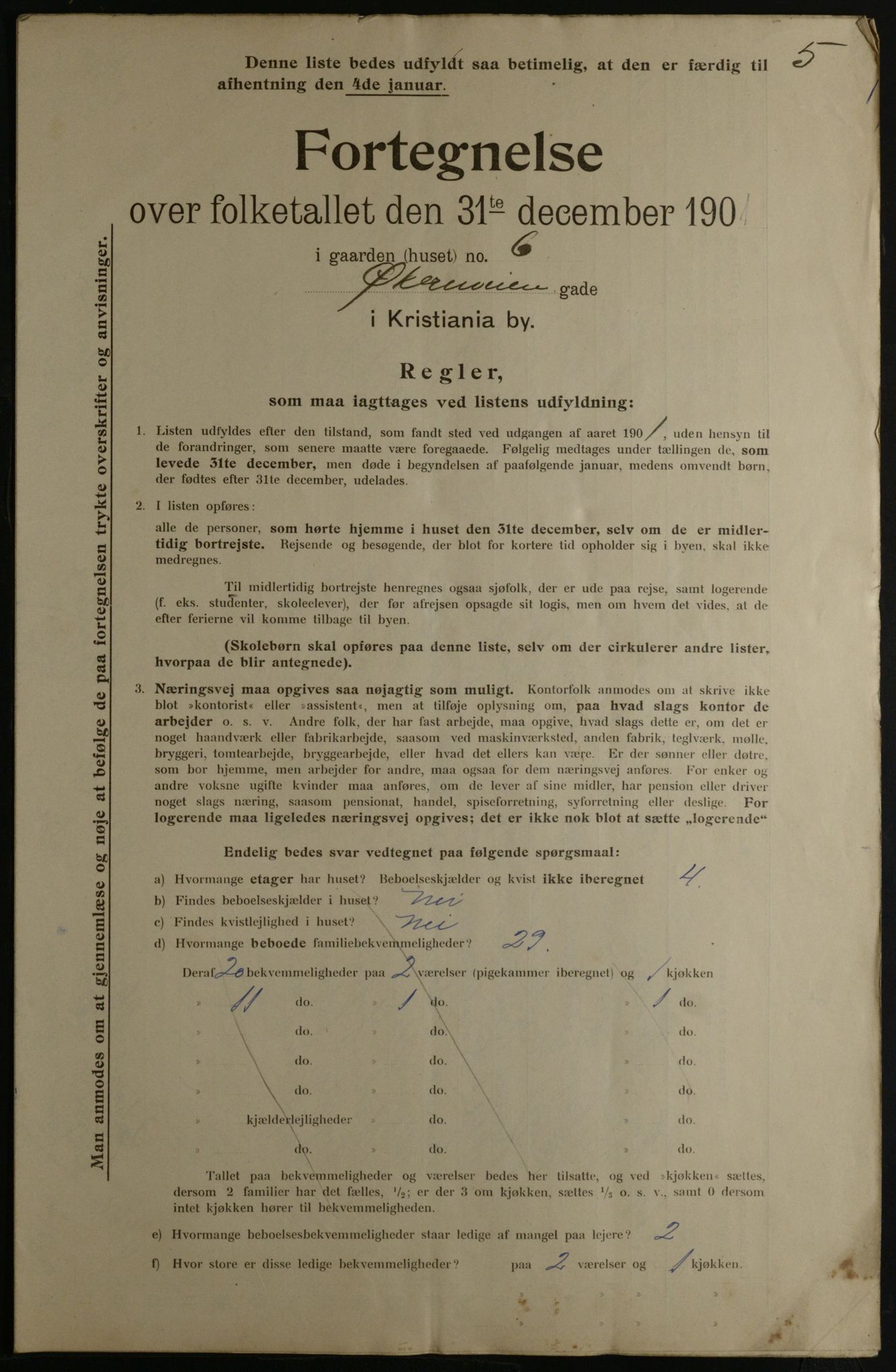 OBA, Municipal Census 1901 for Kristiania, 1901, p. 19654