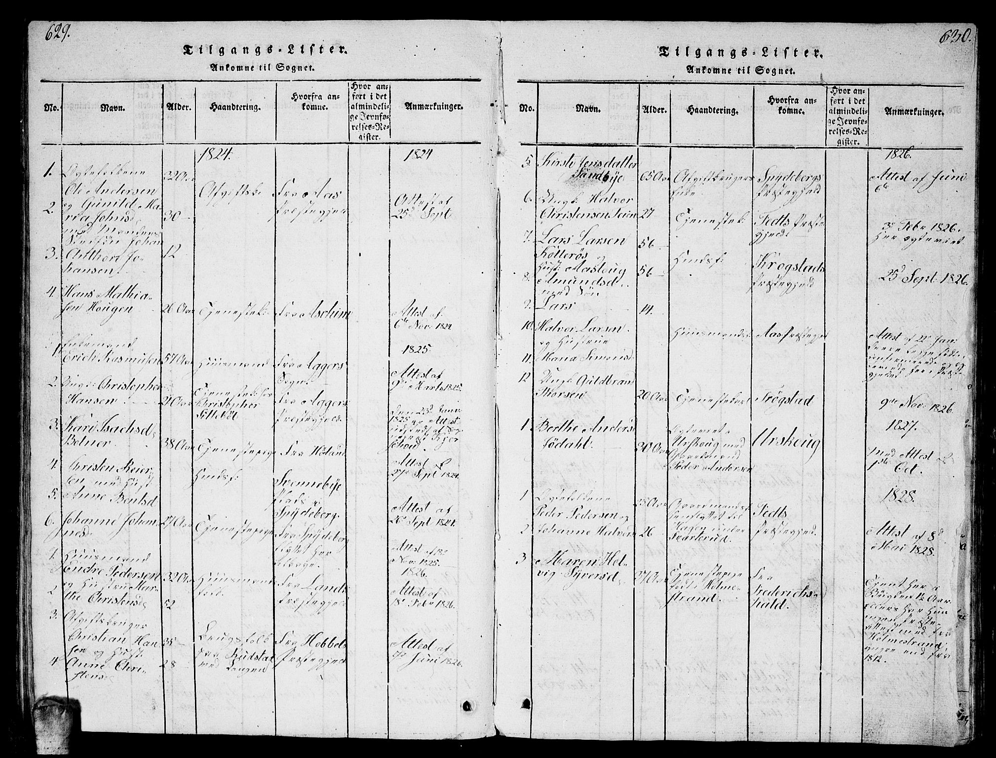 Enebakk prestekontor Kirkebøker, AV/SAO-A-10171c/G/Ga/L0001: Parish register (copy) no. I 1, 1815-1833, p. 629-630