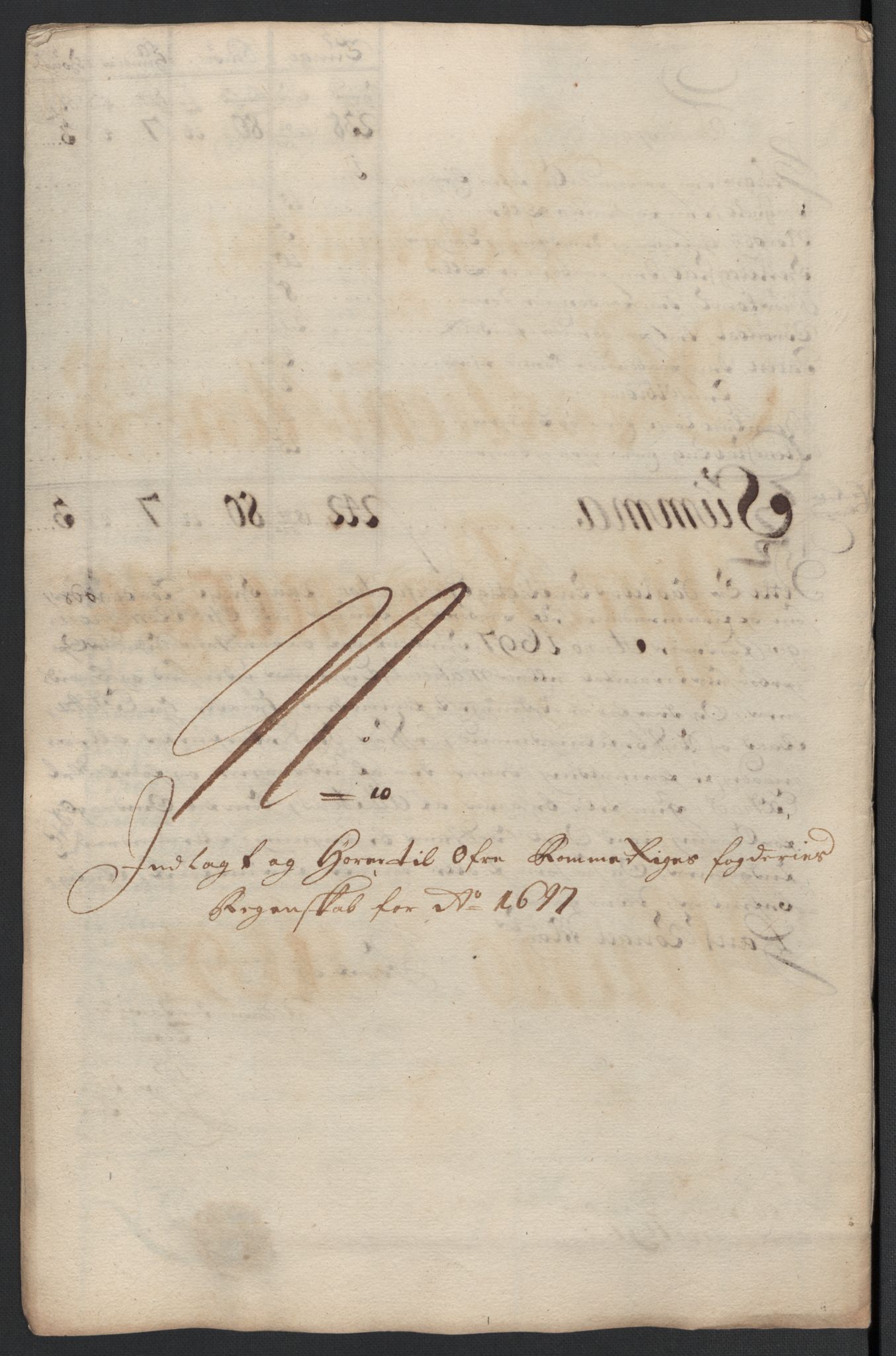 Rentekammeret inntil 1814, Reviderte regnskaper, Fogderegnskap, AV/RA-EA-4092/R12/L0709: Fogderegnskap Øvre Romerike, 1697, p. 261