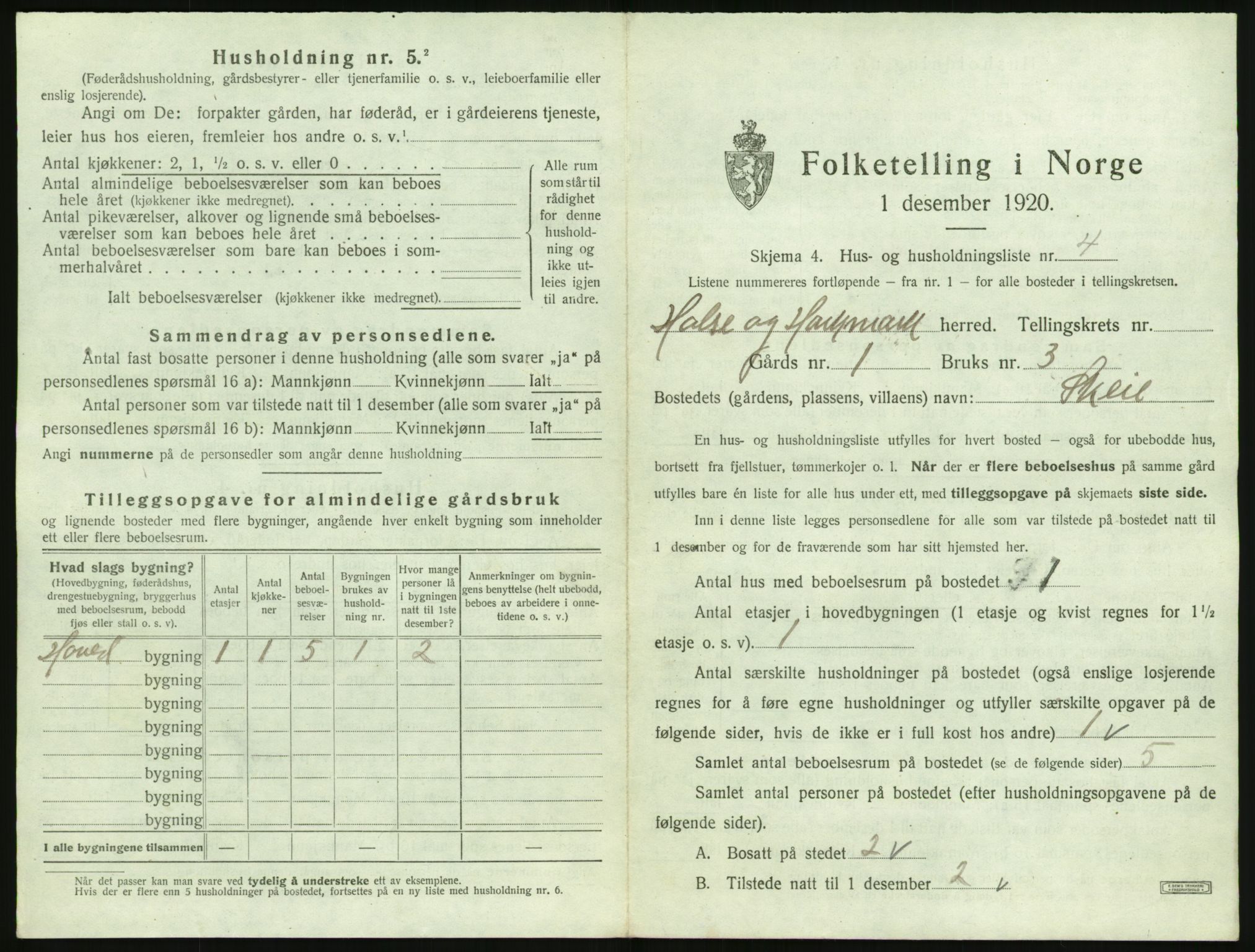 SAK, 1920 census for Halse og Harkmark, 1920, p. 65