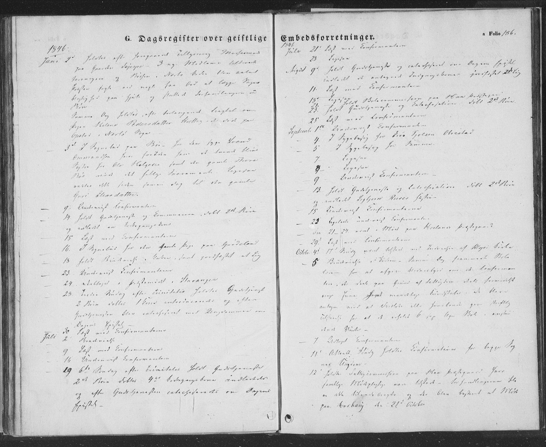 Hå sokneprestkontor, SAST/A-101801/001/30BA/L0006: Parish register (official) no. A 5, 1842-1853, p. 186