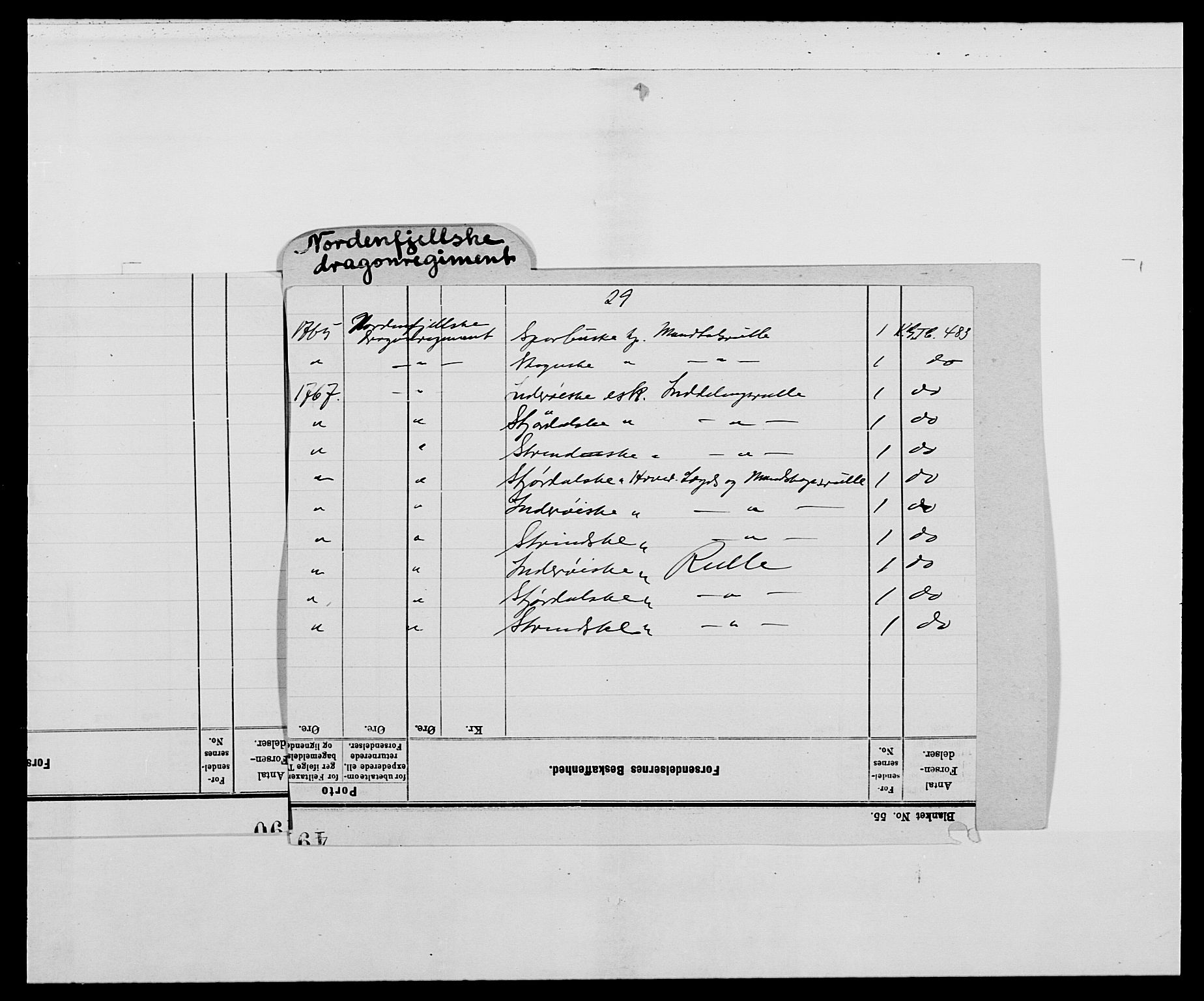 Kommanderende general (KG I) med Det norske krigsdirektorium, RA/EA-5419/E/Ea/L0483: Nordafjelske dragonregiment, 1765-1767, p. 3