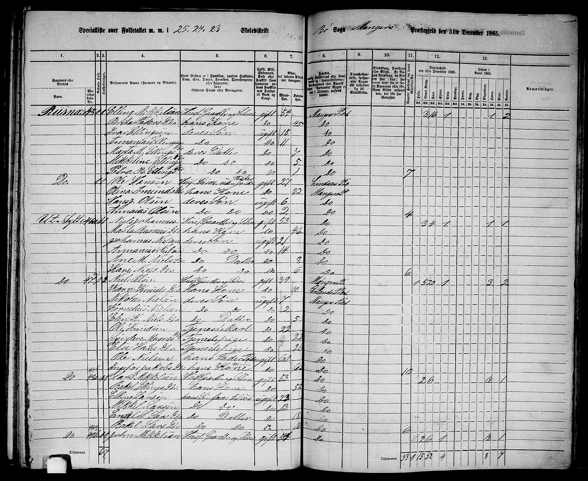 RA, 1865 census for Manger, 1865, p. 261