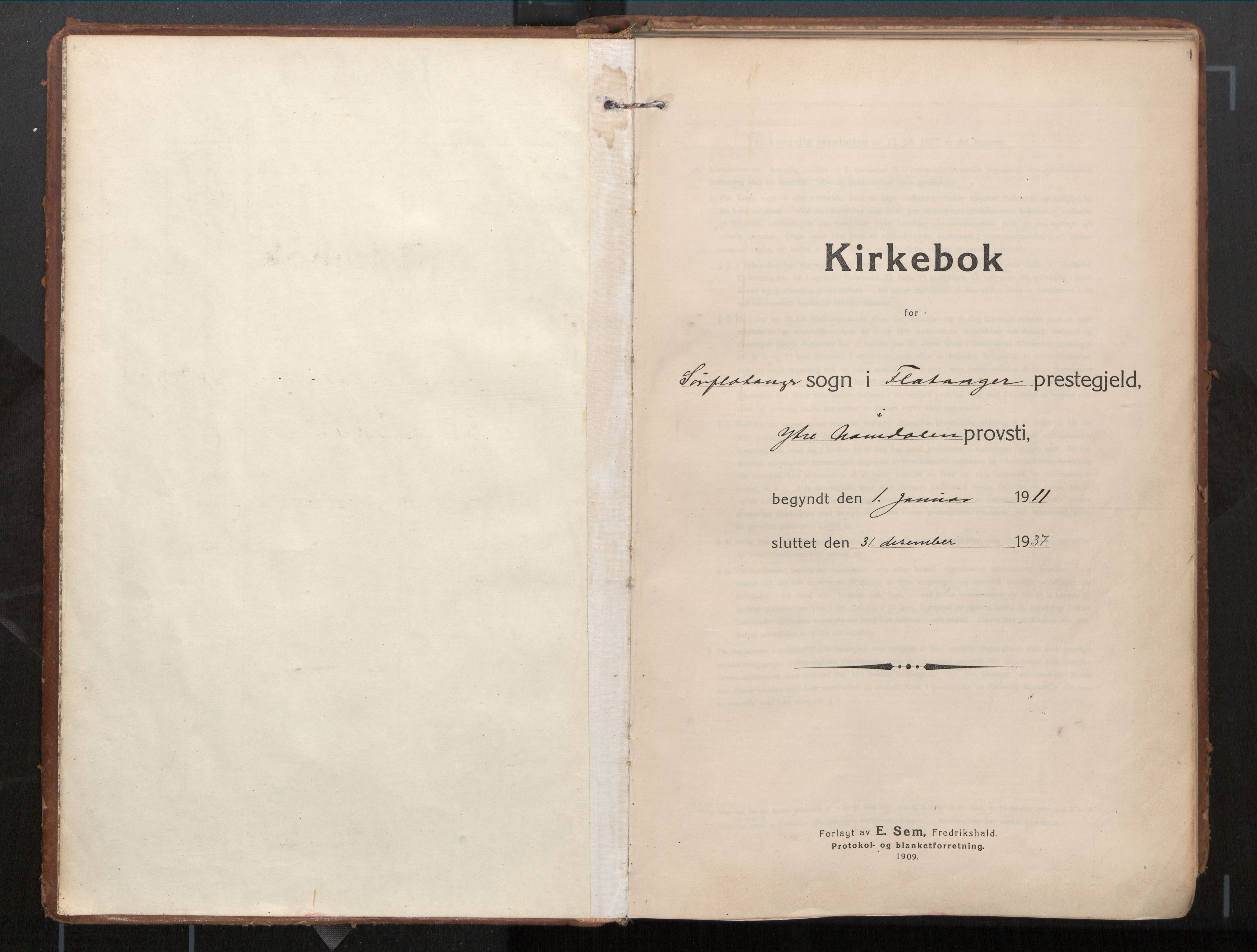 Ministerialprotokoller, klokkerbøker og fødselsregistre - Nord-Trøndelag, AV/SAT-A-1458/771/L0598: Parish register (official) no. 771A05, 1911-1937, p. 1