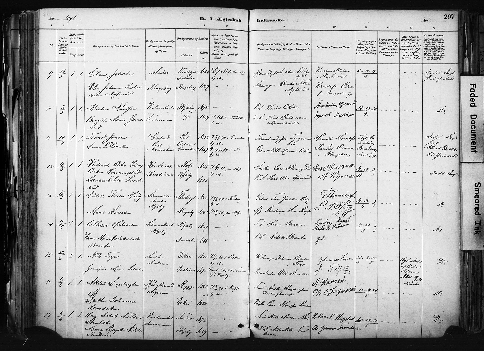 Kongsberg kirkebøker, AV/SAKO-A-22/F/Fb/L0002: Parish register (official) no. II 2, 1886-1896, p. 297