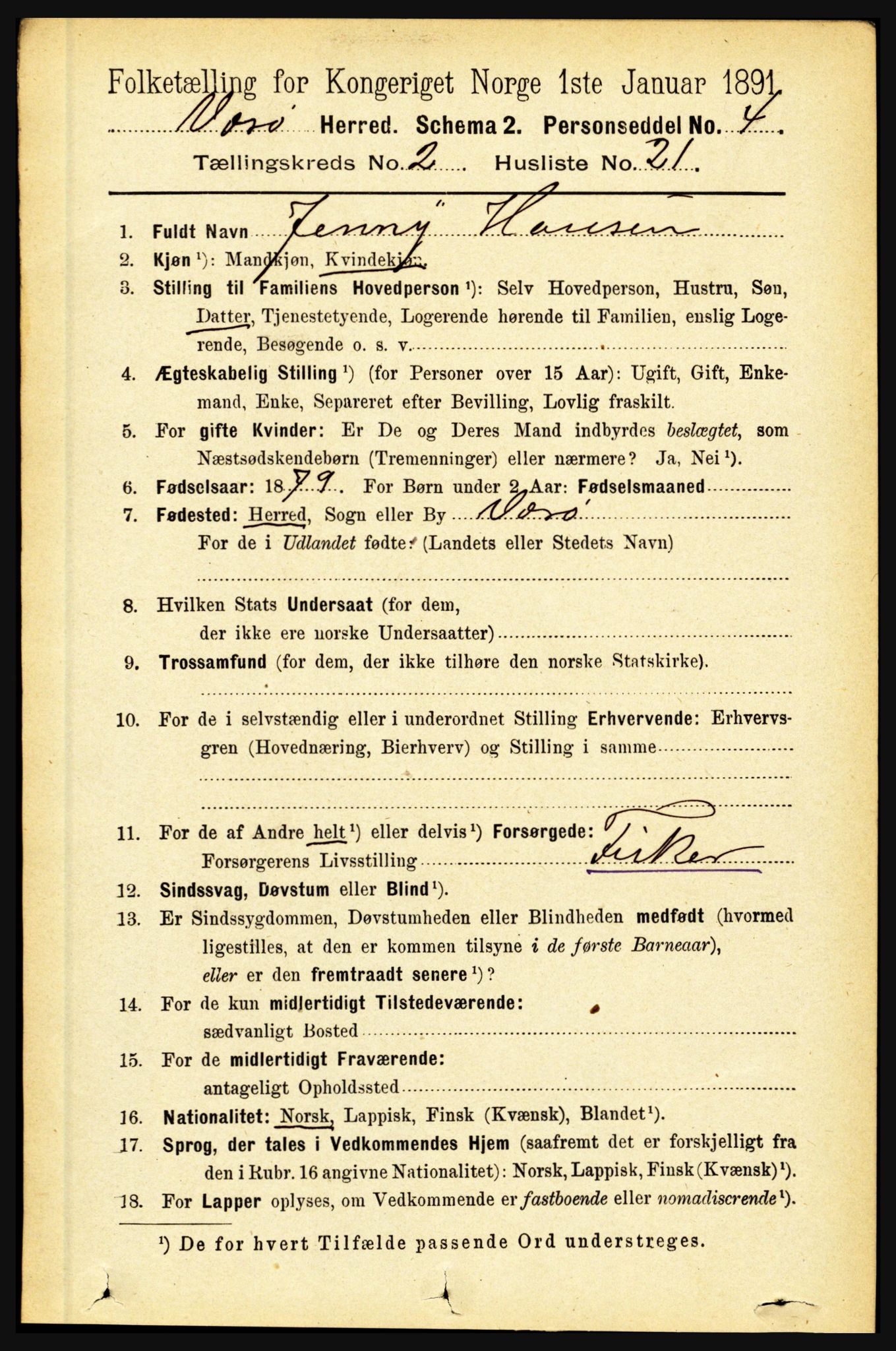 RA, 1891 census for 1857 Værøy, 1891, p. 432