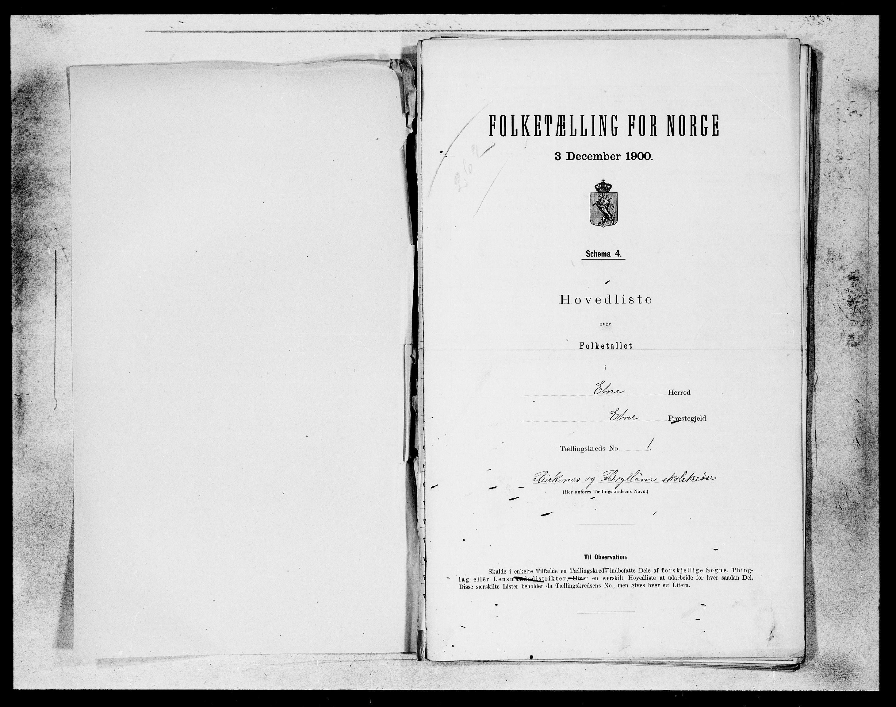 SAB, 1900 census for Etne, 1900, p. 1