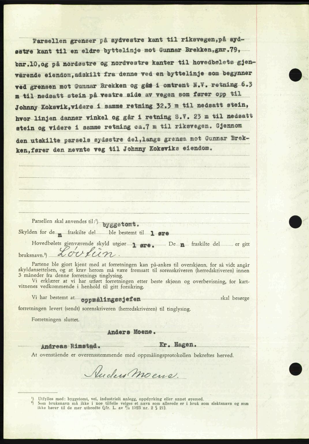 Nordmøre sorenskriveri, AV/SAT-A-4132/1/2/2Ca: Mortgage book no. A110, 1948-1949, Diary no: : 318/1949