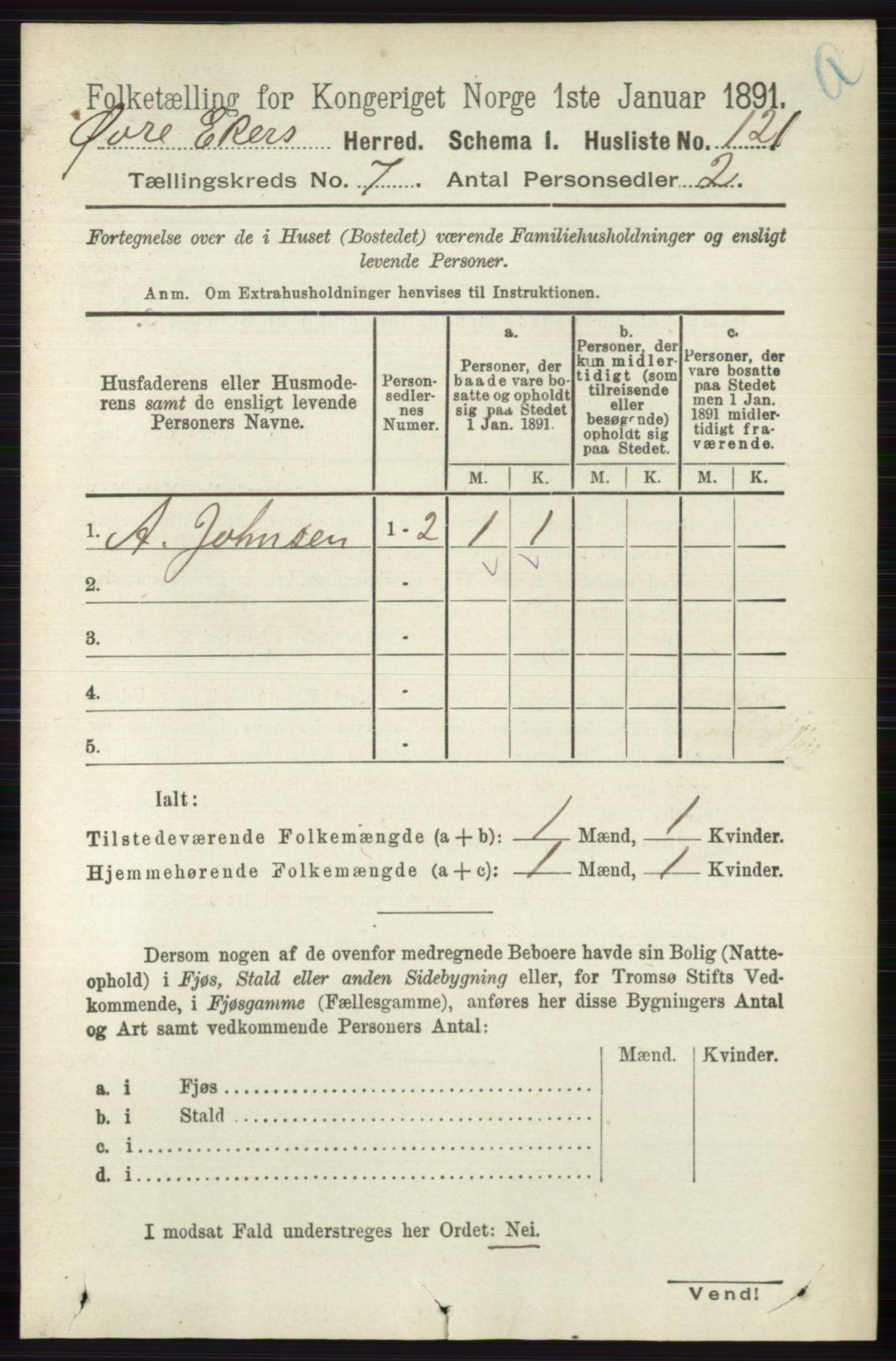 RA, 1891 census for 0624 Øvre Eiker, 1891, p. 2660