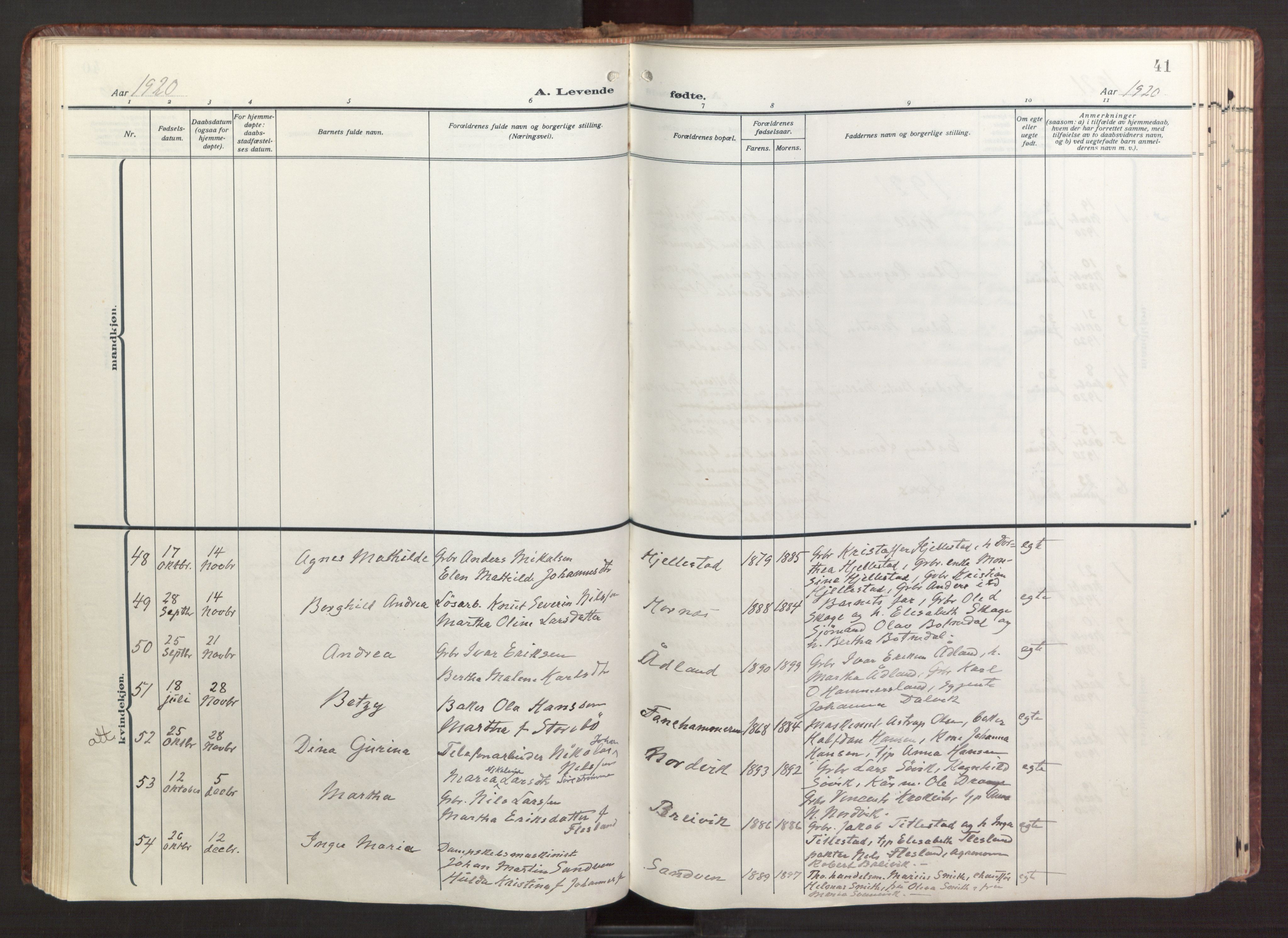 Fana Sokneprestembete, AV/SAB-A-75101/H/Haa/Haab/L0005: Parish register (official) no. B 5, 1915-1923, p. 41