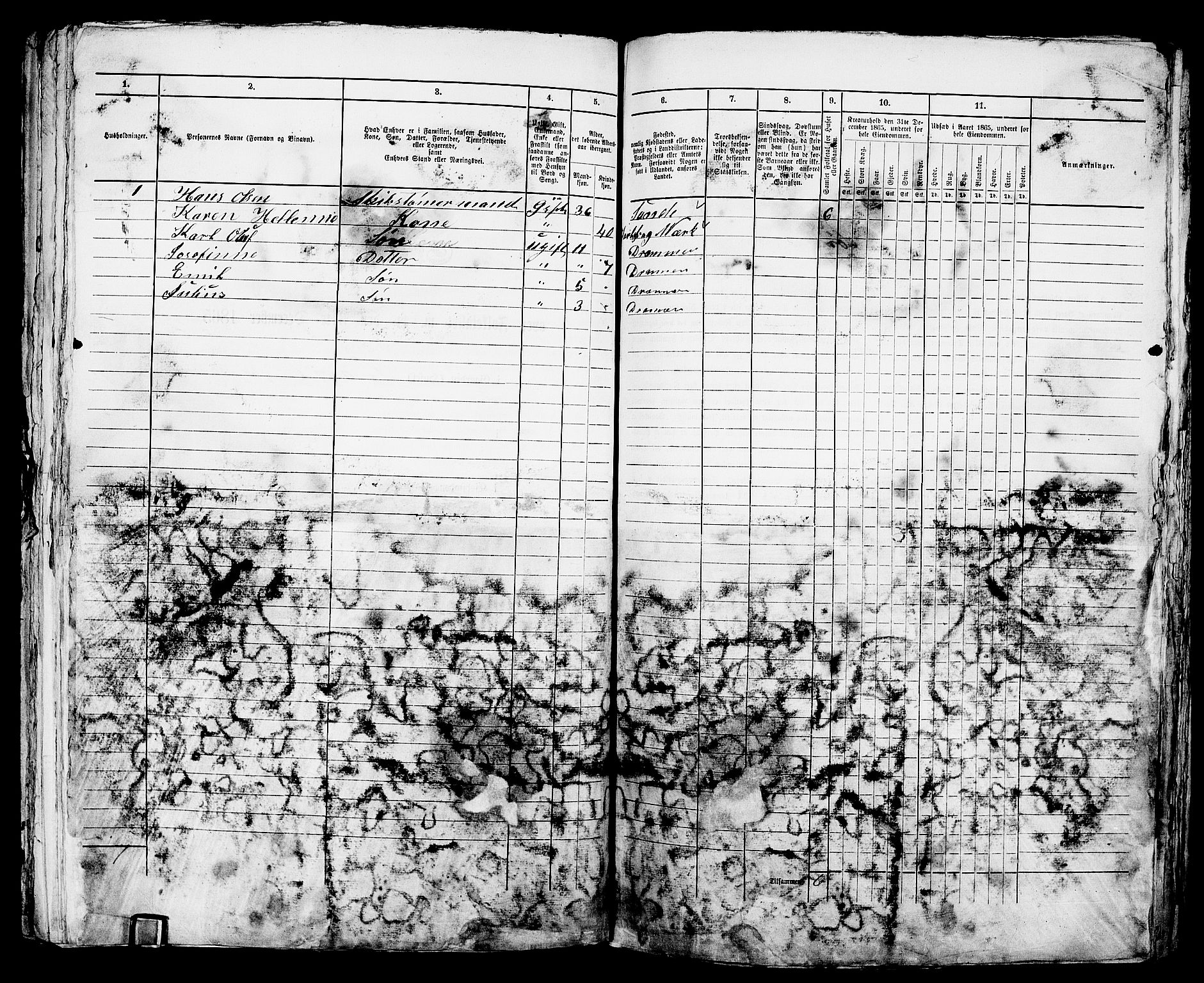 RA, 1865 census for Bragernes in Drammen, 1865, p. 964