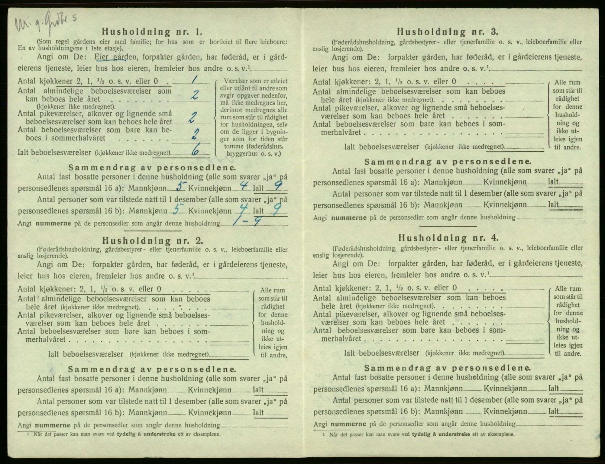 SAB, 1920 census for Odda, 1920, p. 217