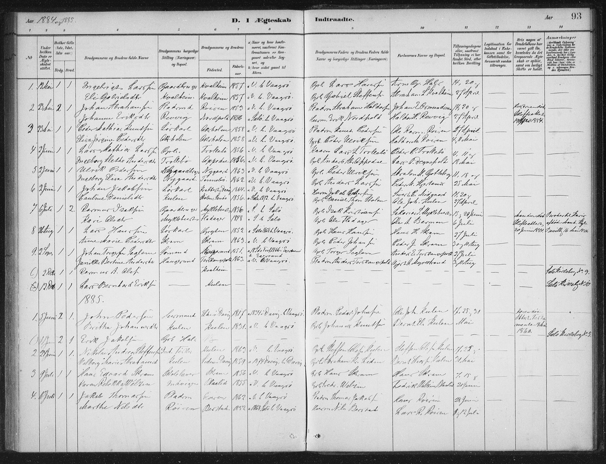 Selje sokneprestembete, AV/SAB-A-99938/H/Ha/Haa/Haac/L0001: Parish register (official) no. C  1, 1881-1888, p. 93