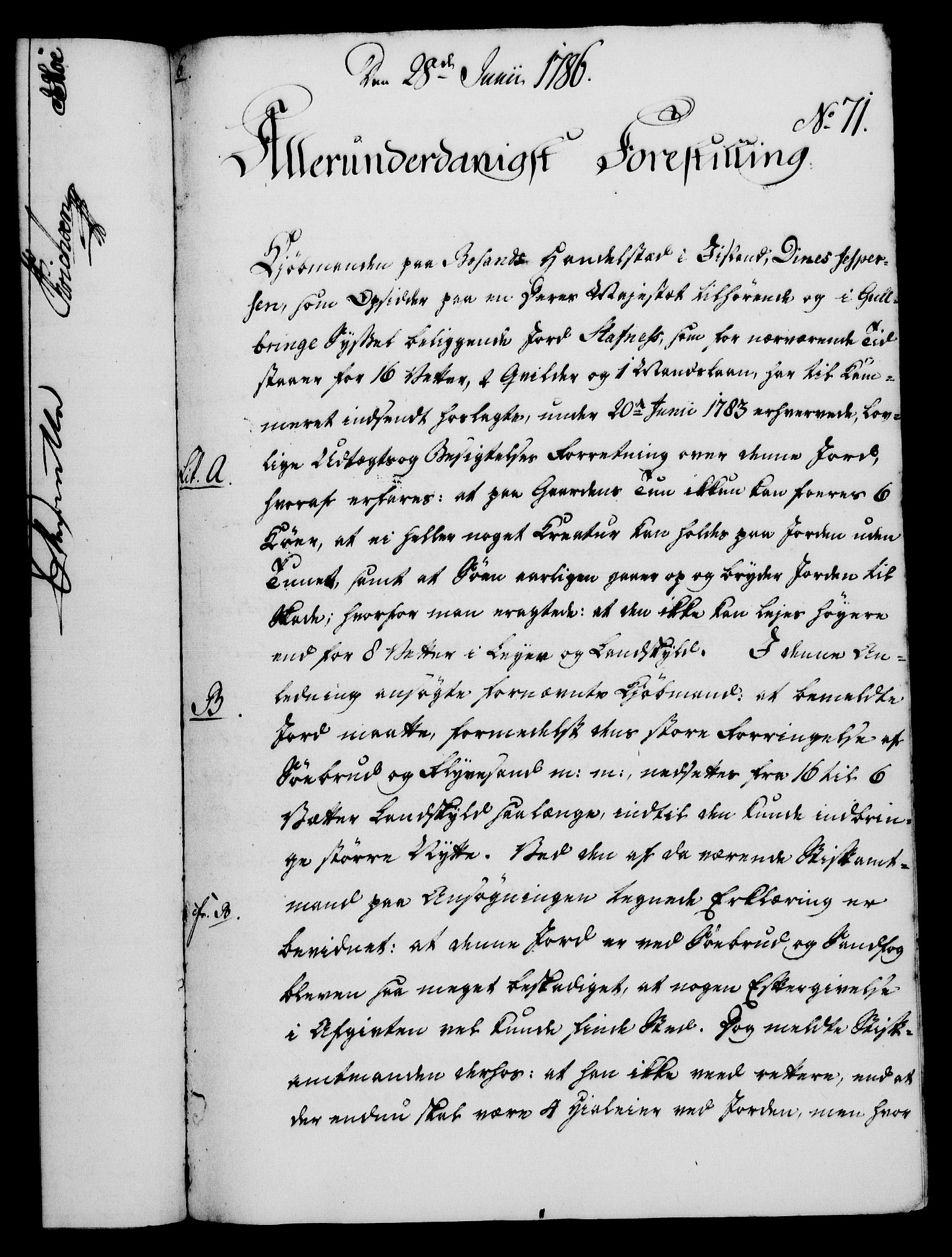 Rentekammeret, Kammerkanselliet, RA/EA-3111/G/Gf/Gfa/L0068: Norsk relasjons- og resolusjonsprotokoll (merket RK 52.68), 1786, p. 458