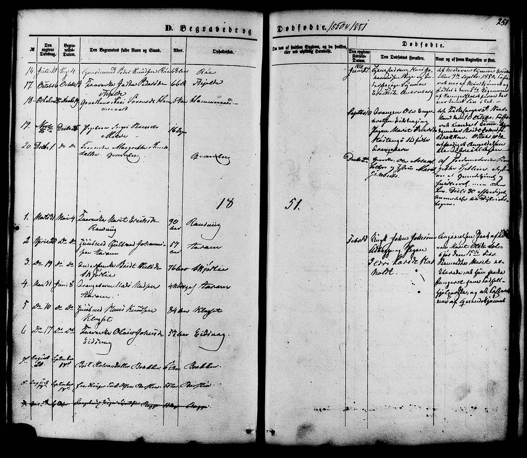 Ministerialprotokoller, klokkerbøker og fødselsregistre - Møre og Romsdal, SAT/A-1454/551/L0625: Parish register (official) no. 551A05, 1846-1879, p. 251