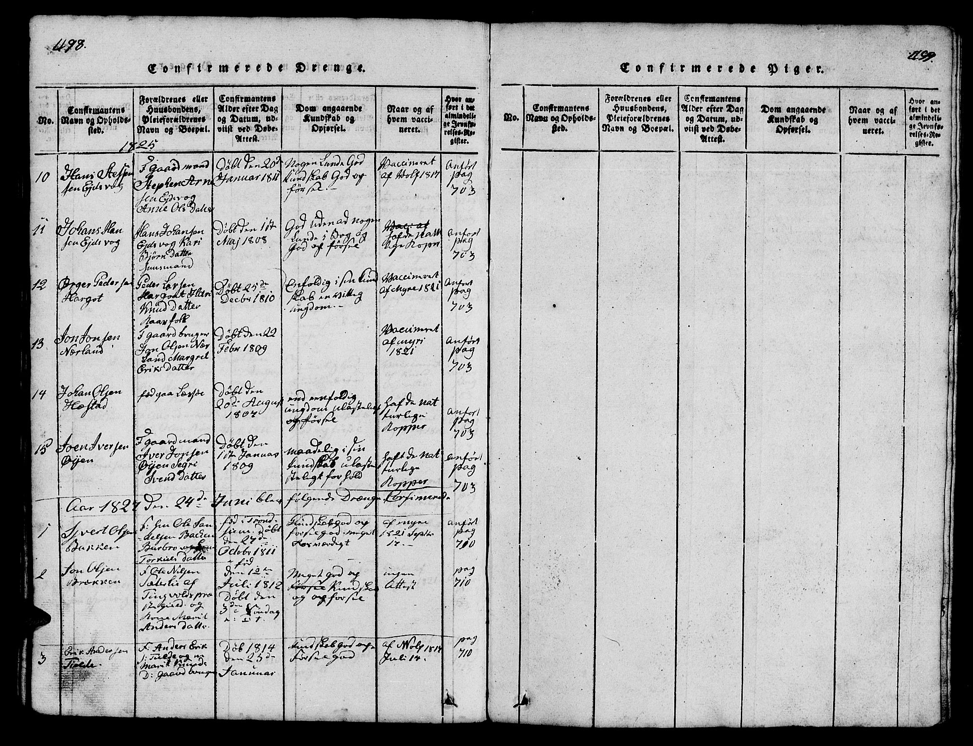 Ministerialprotokoller, klokkerbøker og fødselsregistre - Møre og Romsdal, AV/SAT-A-1454/551/L0629: Parish register (copy) no. 551C01, 1818-1839, p. 498-499