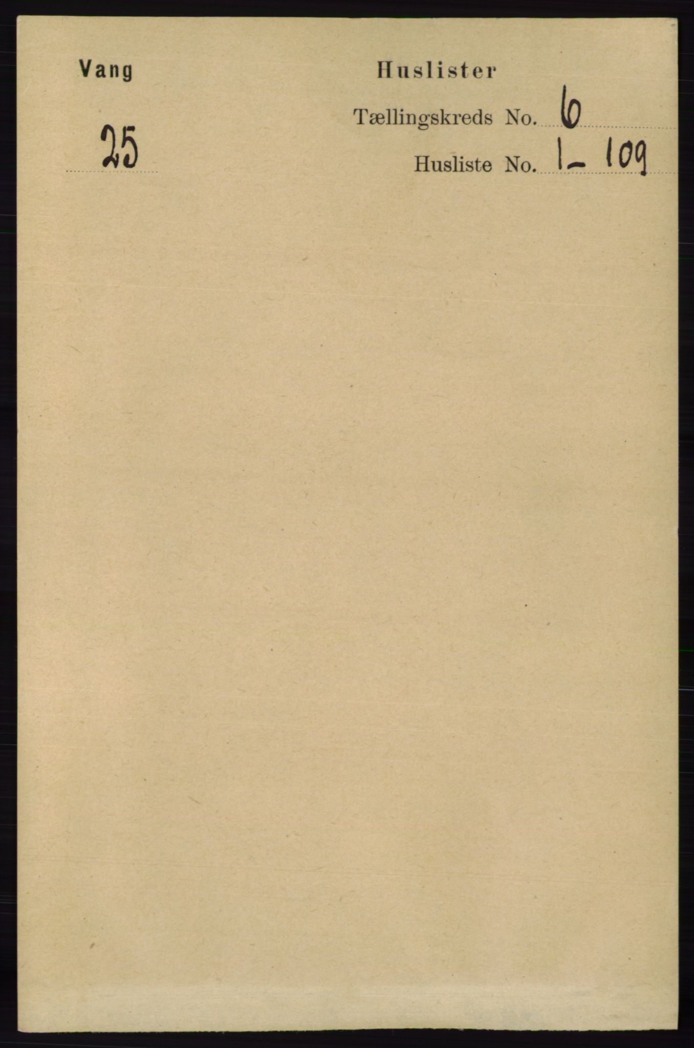 RA, 1891 census for 0414 Vang, 1891, p. 4168