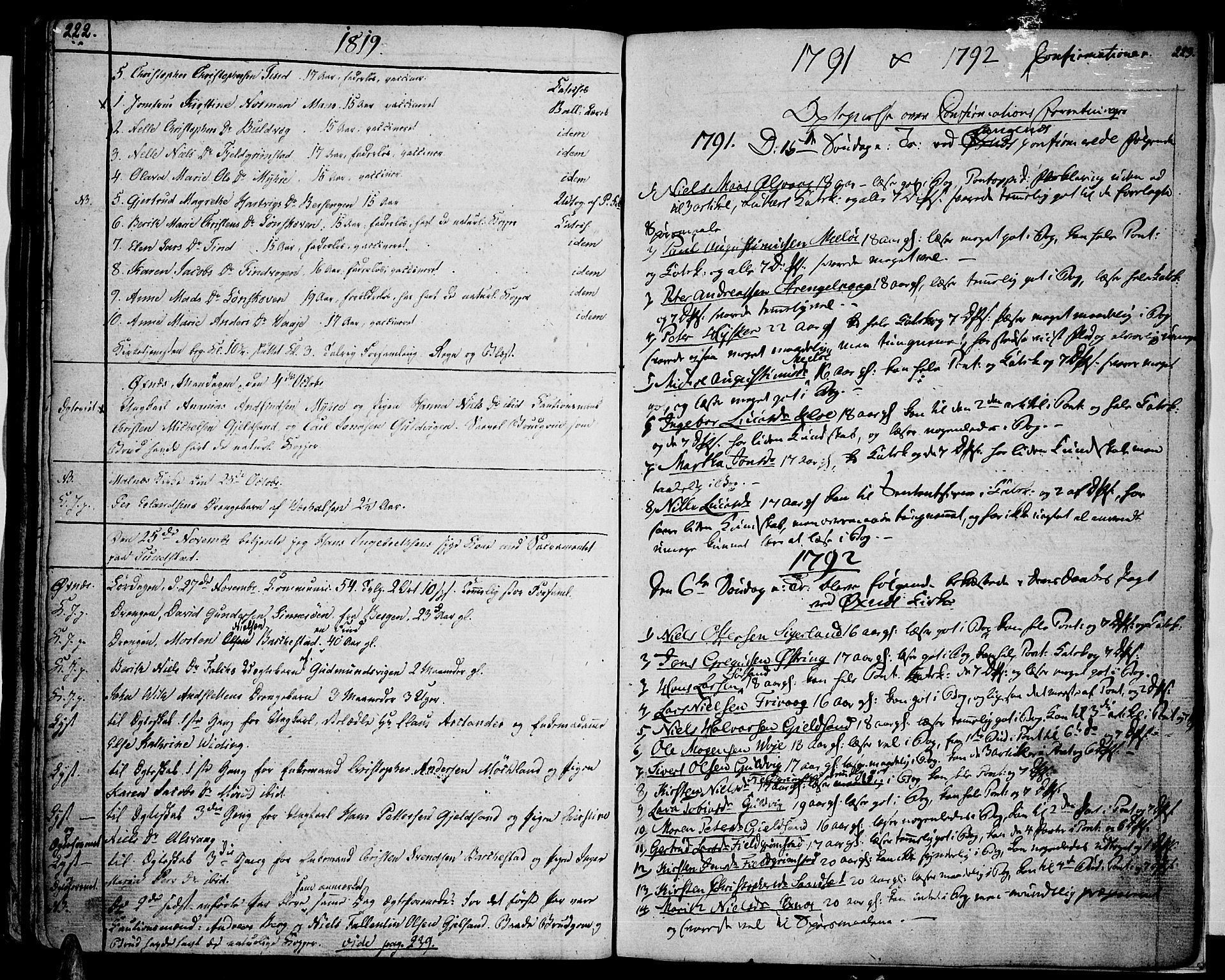 Ministerialprotokoller, klokkerbøker og fødselsregistre - Nordland, AV/SAT-A-1459/893/L1330: Parish register (official) no. 893A03, 1791-1820, p. 222-223