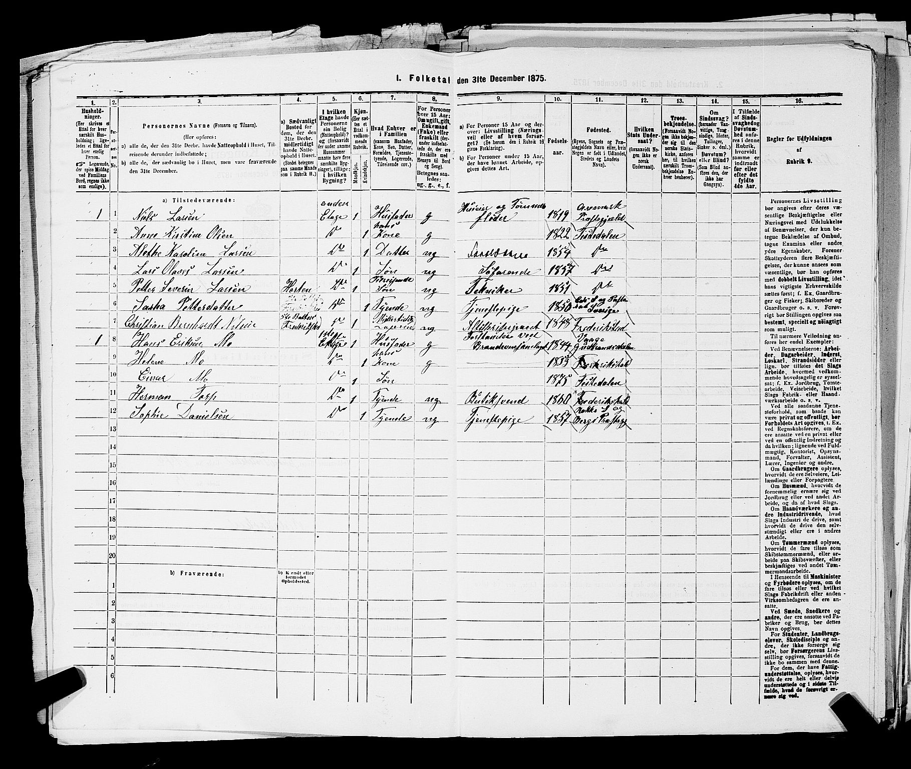 RA, 1875 census for 0101P Fredrikshald, 1875, p. 1439