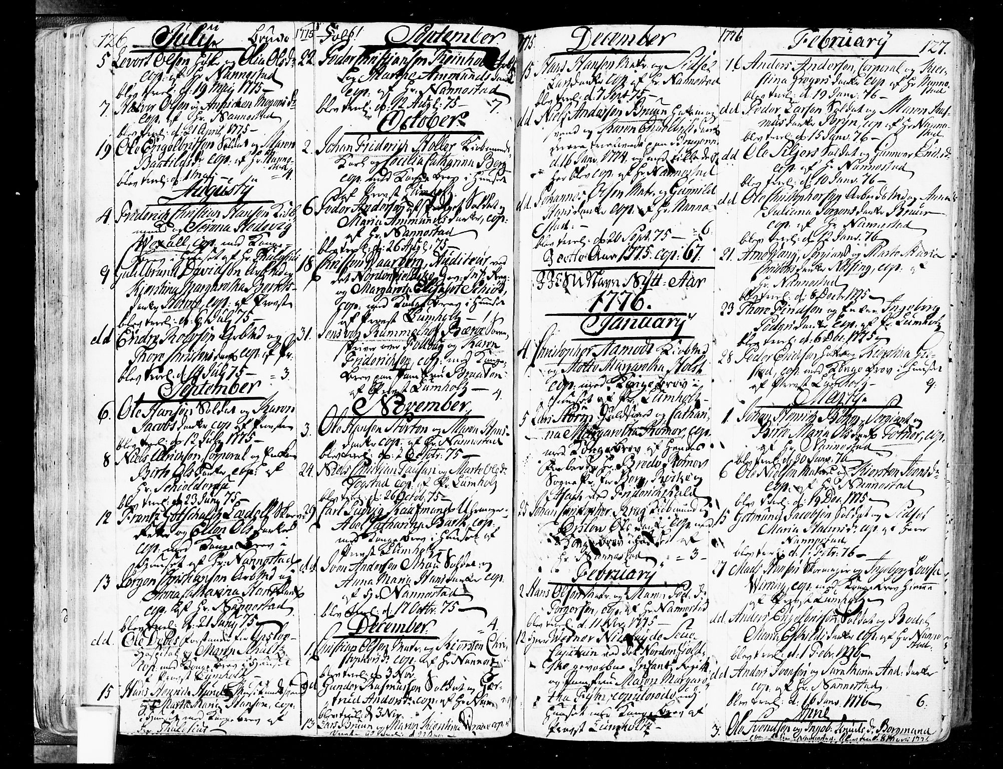 Oslo domkirke Kirkebøker, SAO/A-10752/F/Fa/L0004: Parish register (official) no. 4, 1743-1786, p. 126-127