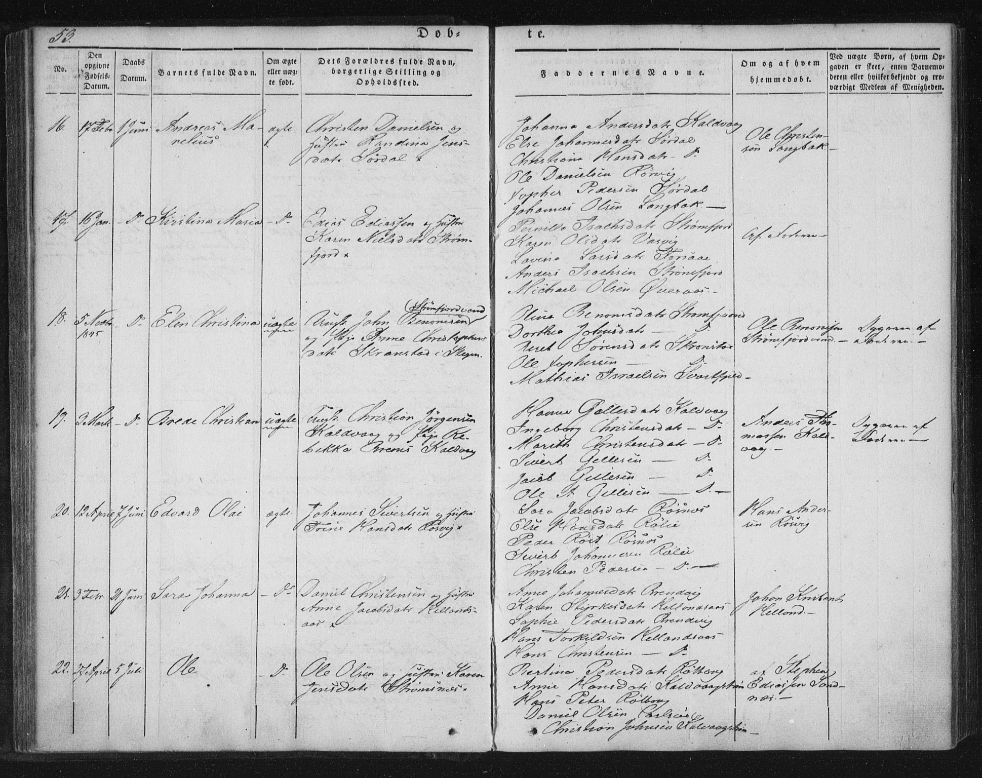 Ministerialprotokoller, klokkerbøker og fødselsregistre - Nordland, AV/SAT-A-1459/859/L0843: Parish register (official) no. 859A03, 1840-1848, p. 53